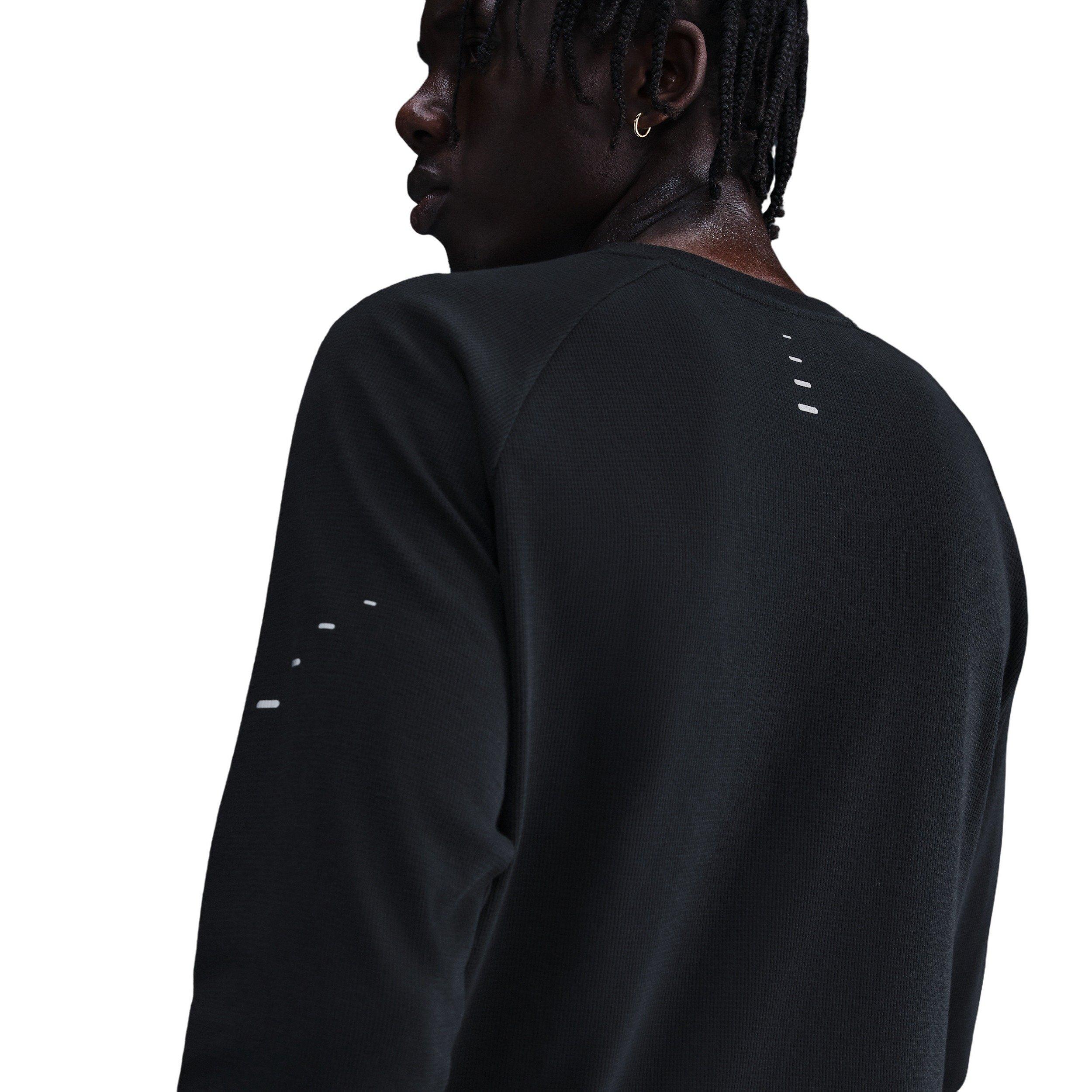 Nike Men's Stride Dri-FIT Running Waffle Knit Crew - BLACK Thumbnail View 2