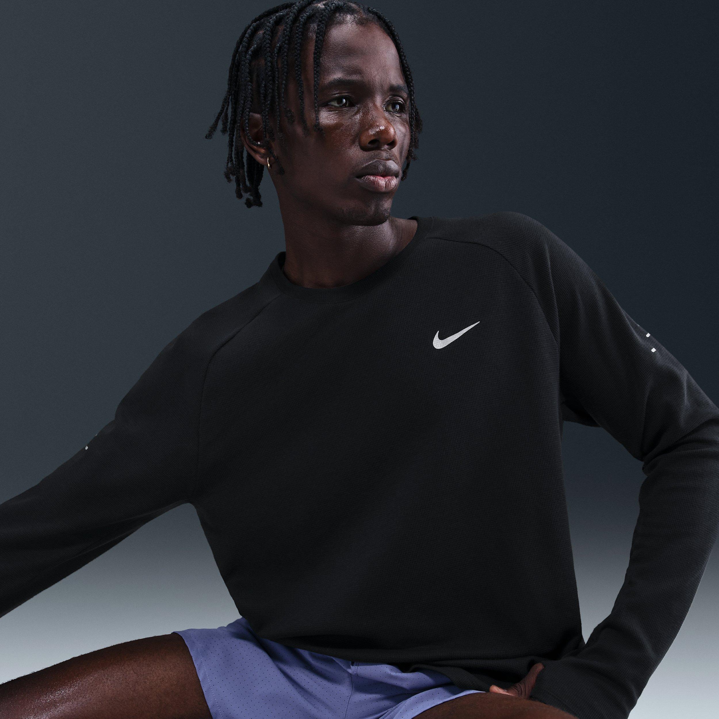 Nike Men's Stride Dri-FIT Running Waffle Crew - BLACK Thumbnail View 3