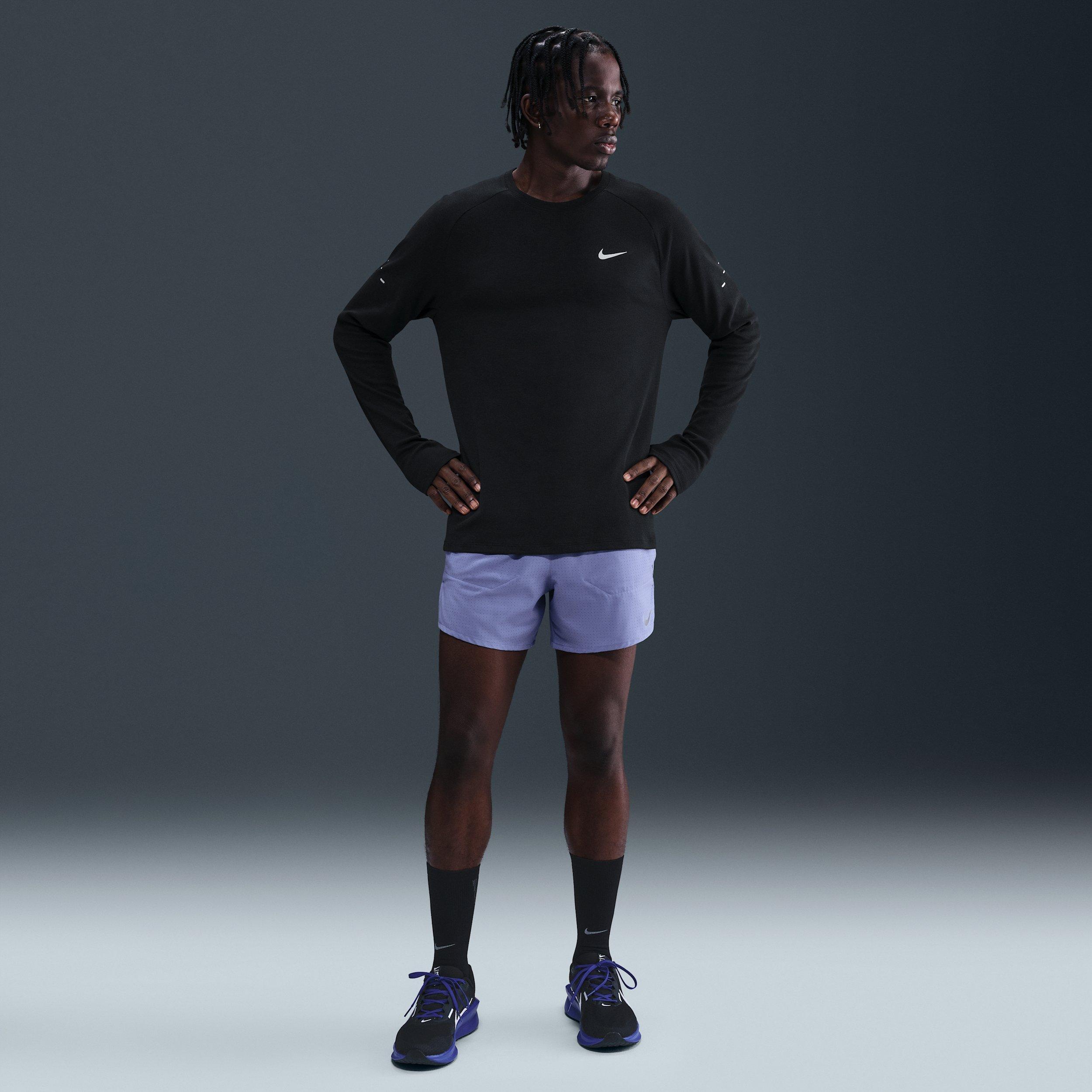 Nike Men's Stride Dri-FIT Running Waffle Crew - BLACK Thumbnail View 4