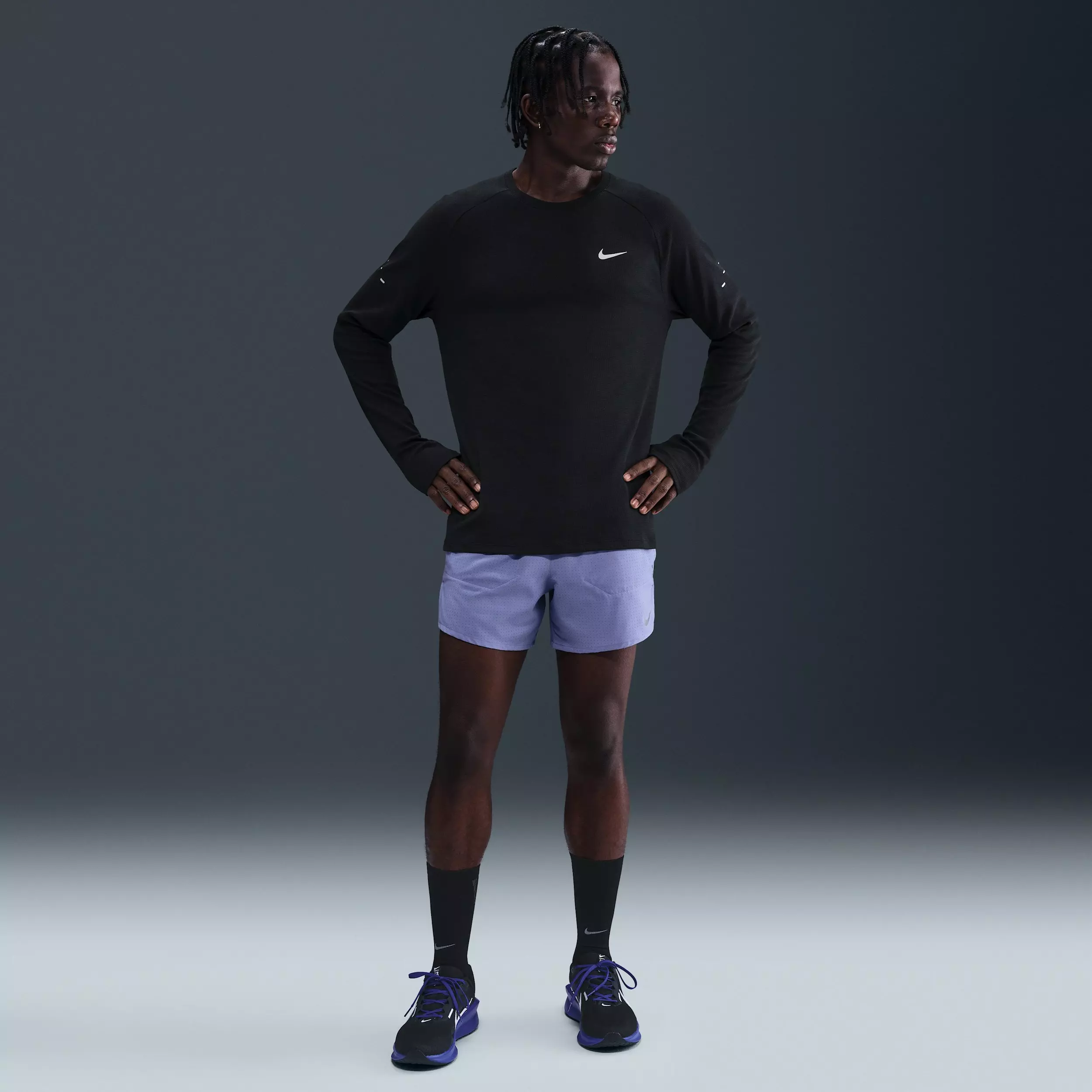 Nike Men's Stride Dri-FIT Running Waffle Knit Crew - BLACK