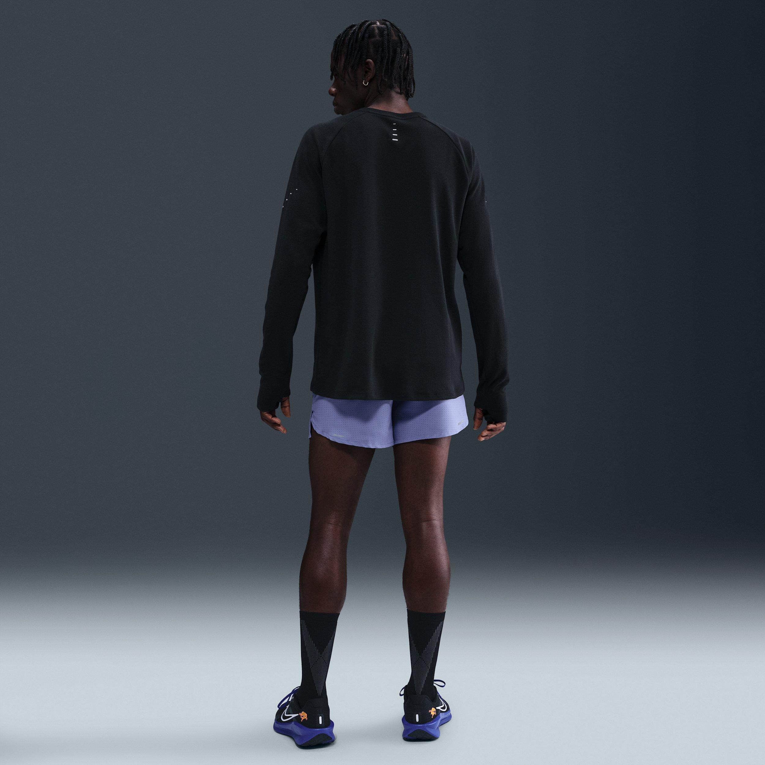 Nike Men's Stride Dri-FIT Running Waffle Knit Crew - BLACK Thumbnail View 5