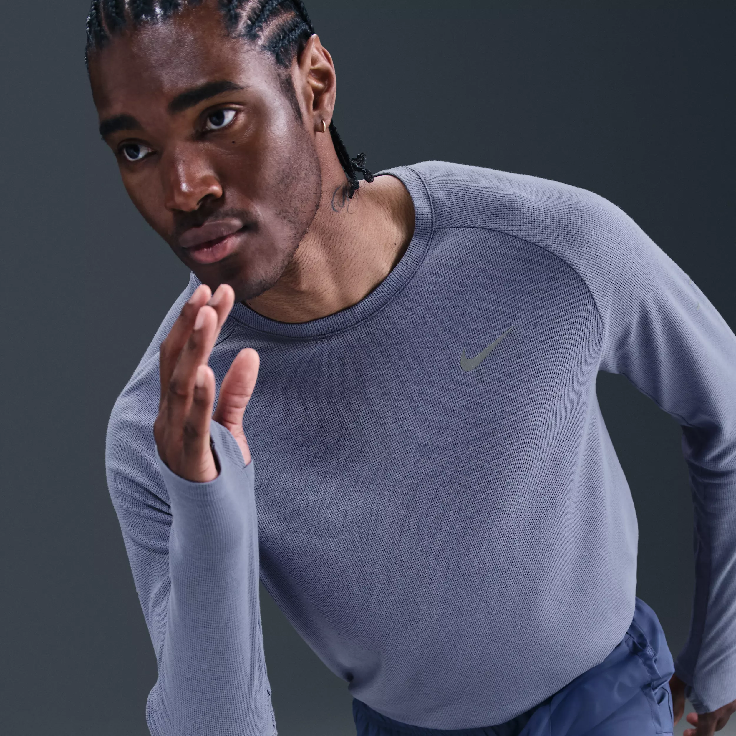 Nike Men's Stride Dri-FIT Running Waffle Crew - BLUE