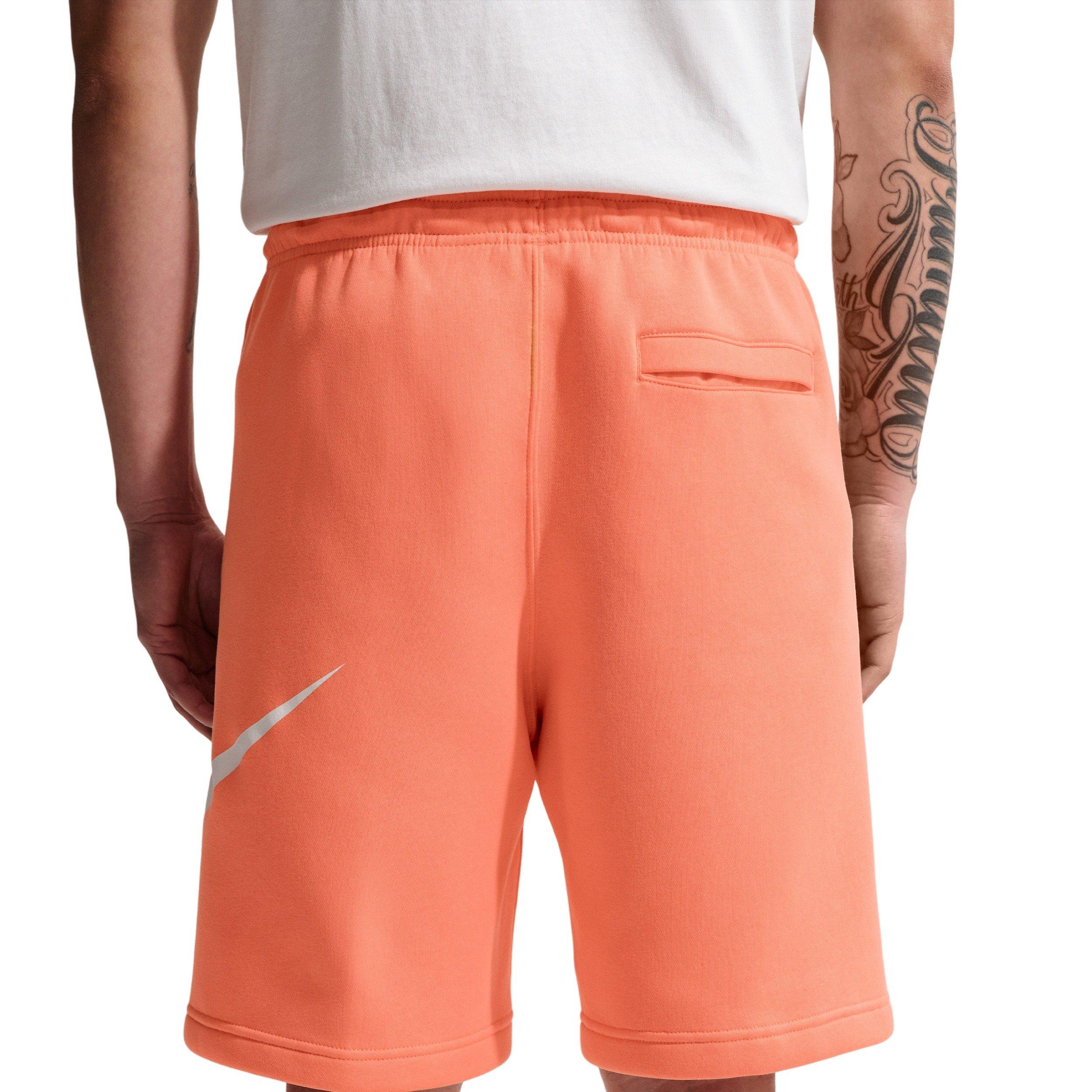 Nike Men's Club BB Short Graphic Fleece Shorts - ORANGE Thumbnail View 4