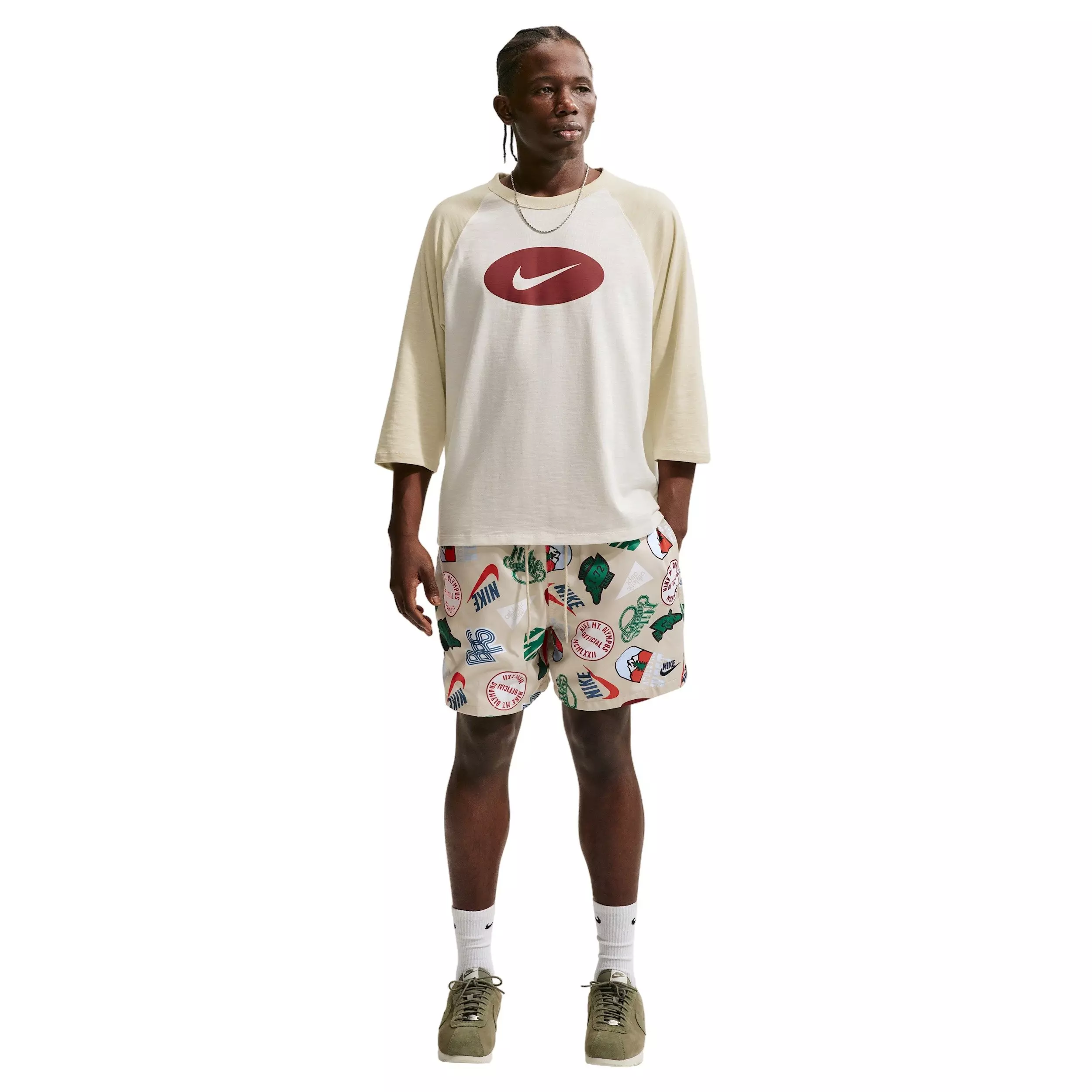 Nike Men's Sportswear Club Woven Flow AOP Shorts - LT KHAKI