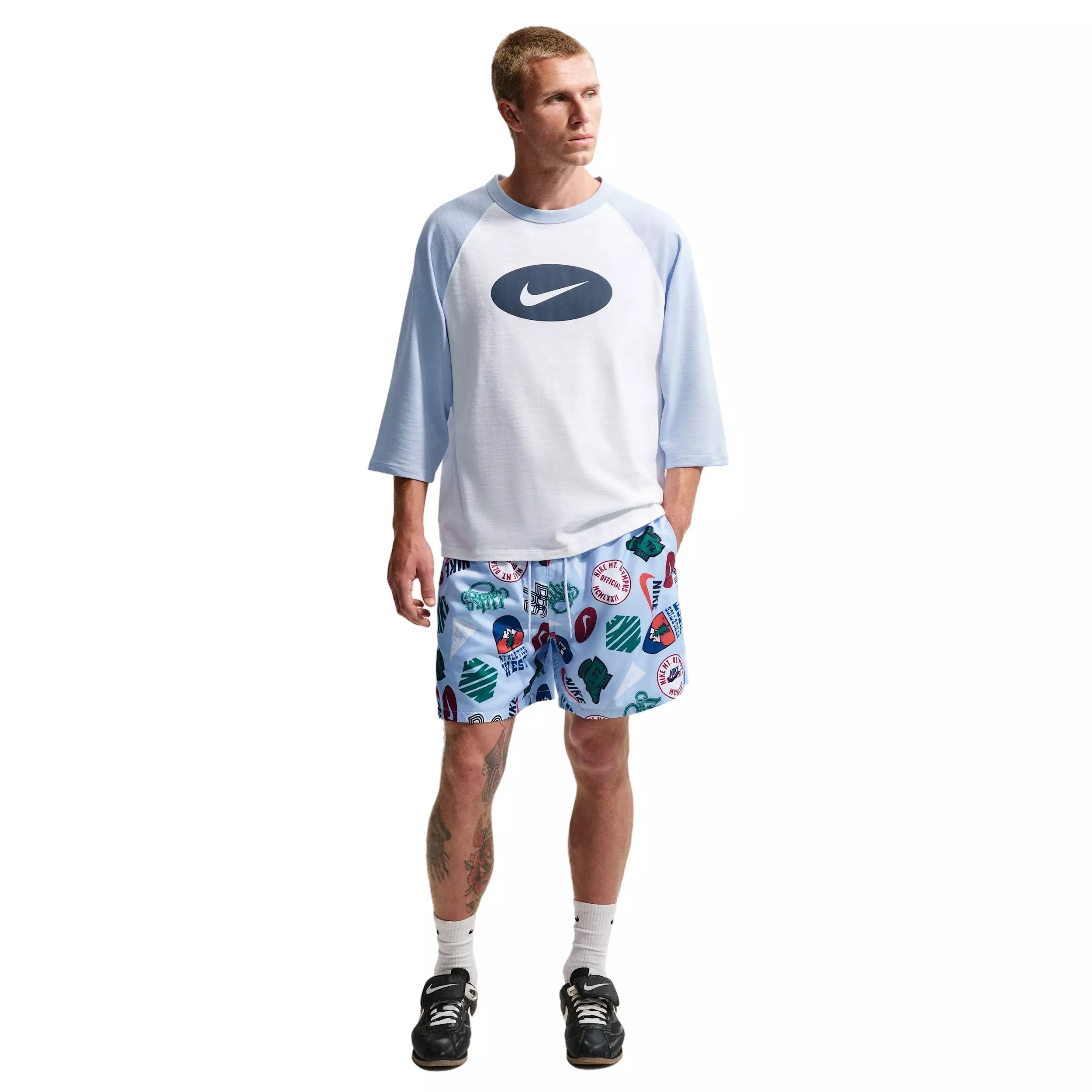 Nike Men's Sportswear Club Woven Flow AOP Shorts - LT BLUE