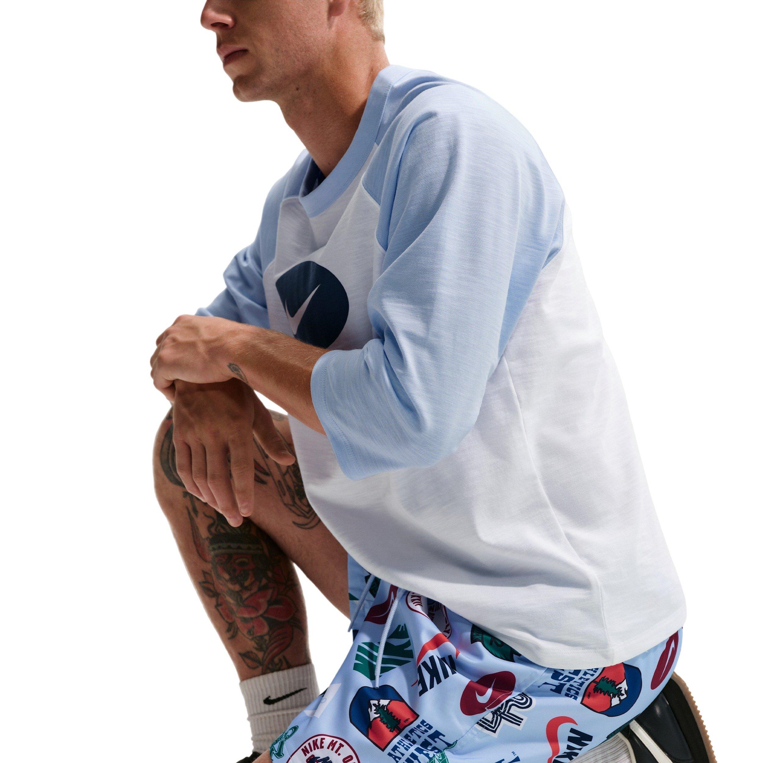 Nike Men's Sportswear Club Woven Flow AOP Shorts - LT BLUE Thumbnail View 4