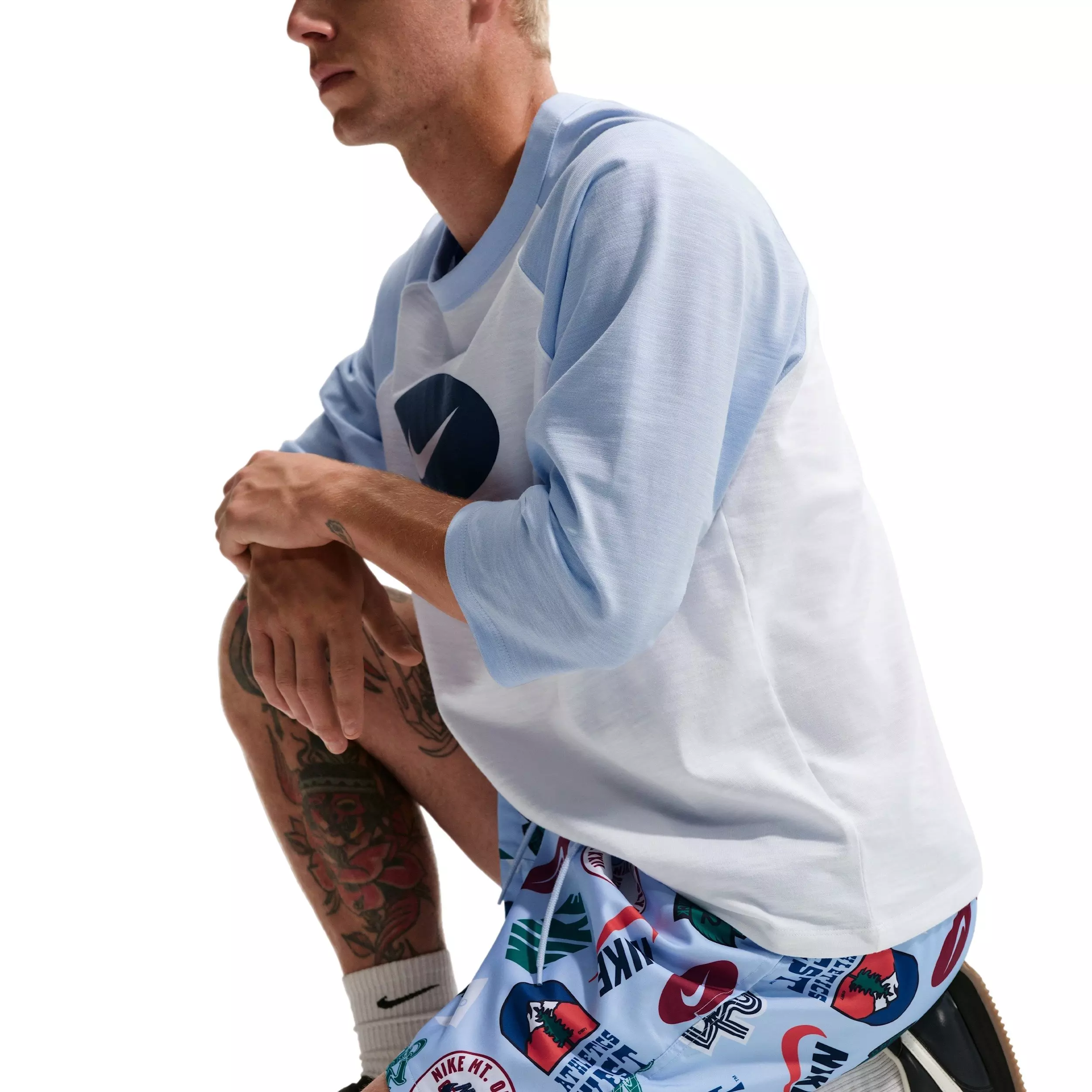 Nike Men's Sportswear Club Woven Flow AOP Shorts - LT BLUE