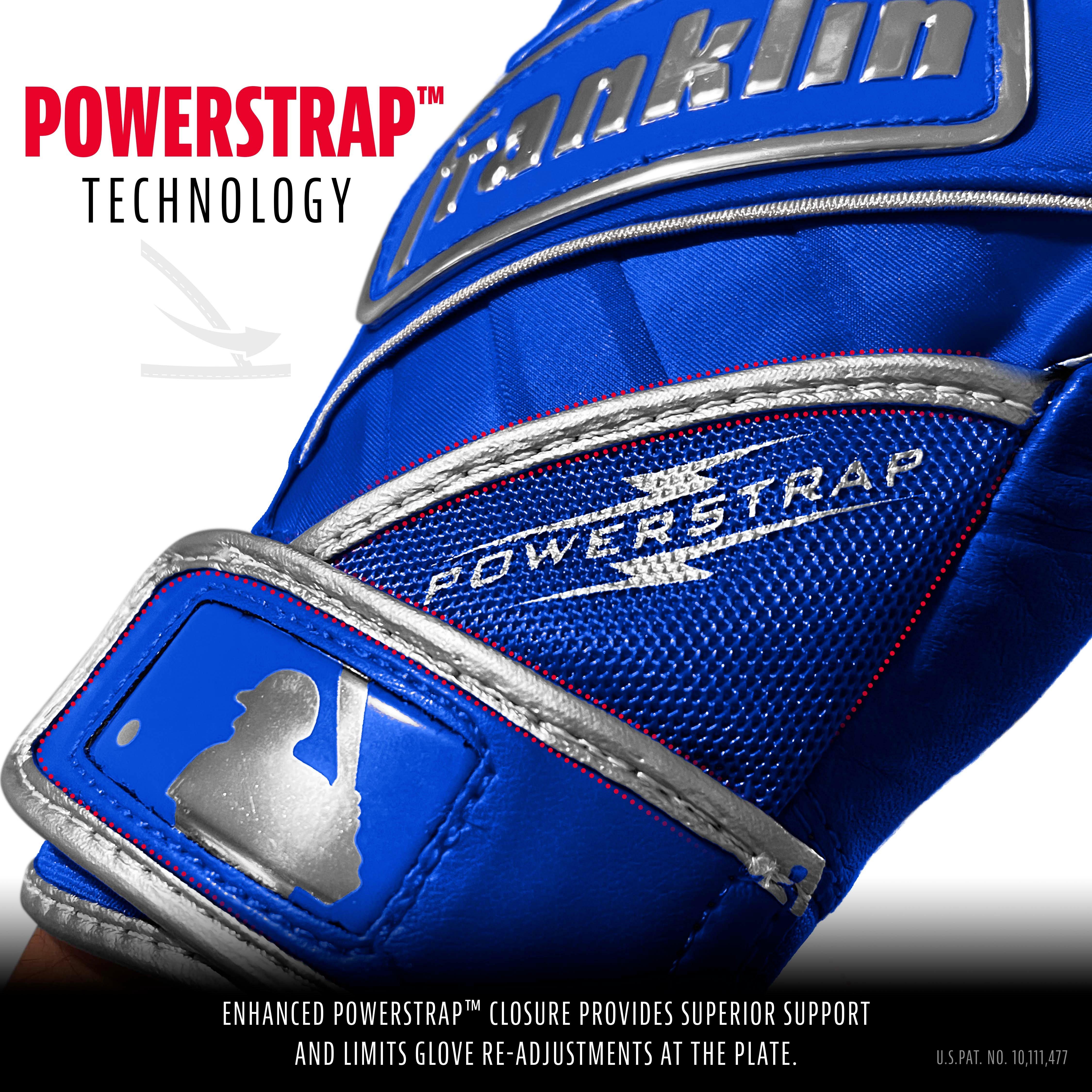 Franklin Sports Chrome Powerstrap Batting Gloves - ROYAL Thumbnail View 3