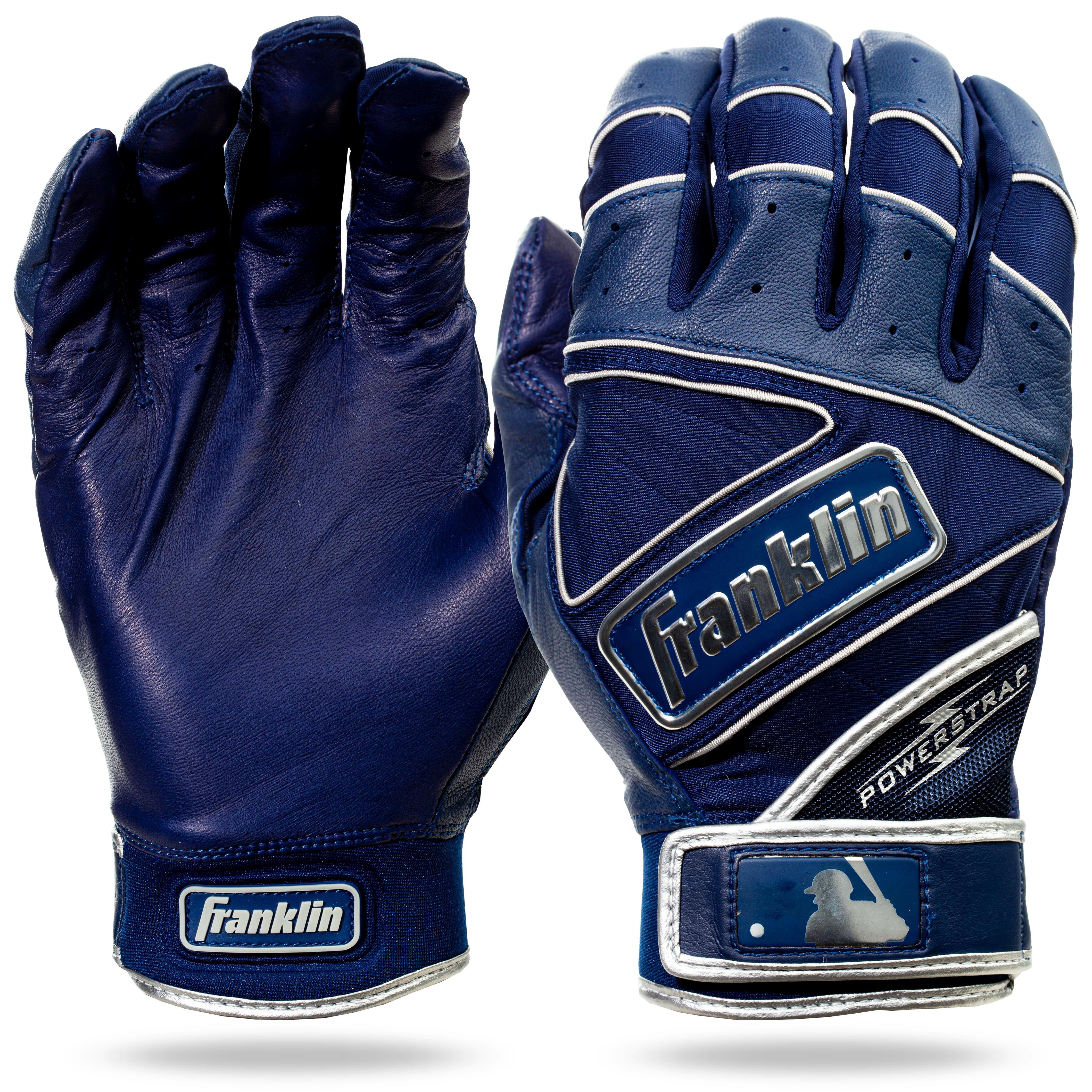 Franklin Sports Chrome Powerstrap Batting Gloves - NAVY Thumbnail View 1