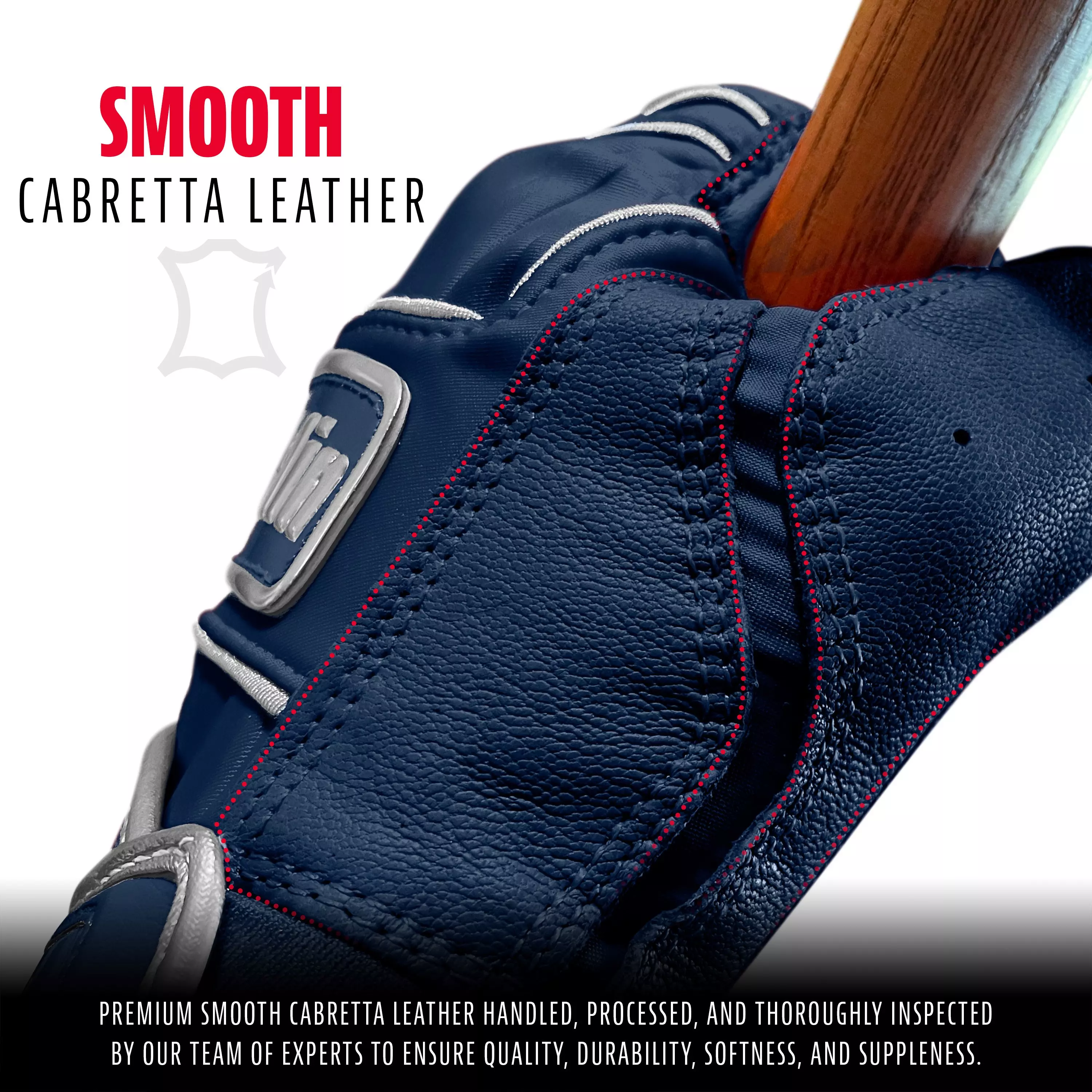 Franklin Sports Chrome Powerstrap Batting Gloves - NAVY