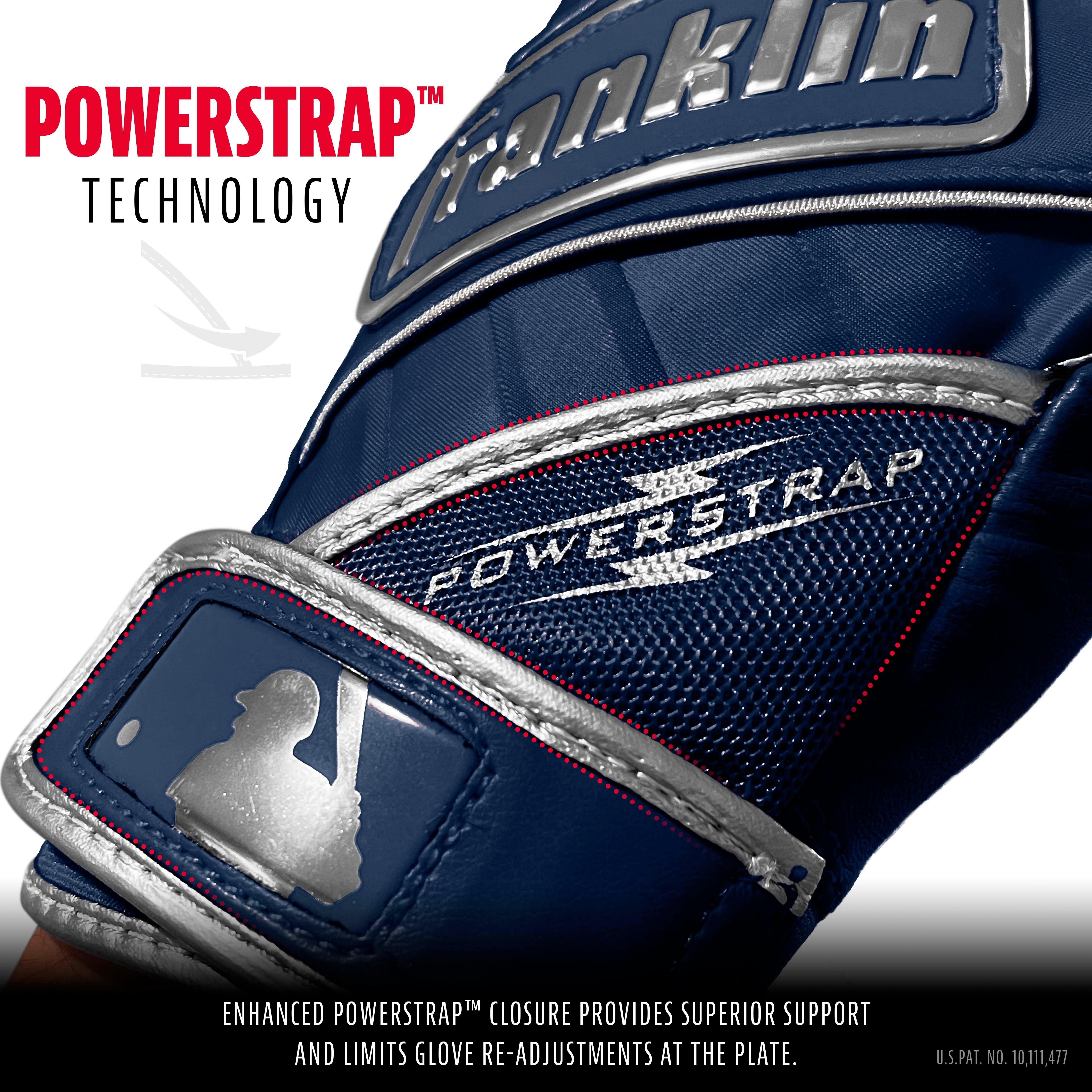 Franklin Sports Chrome Powerstrap Batting Gloves - NAVY Thumbnail View 3