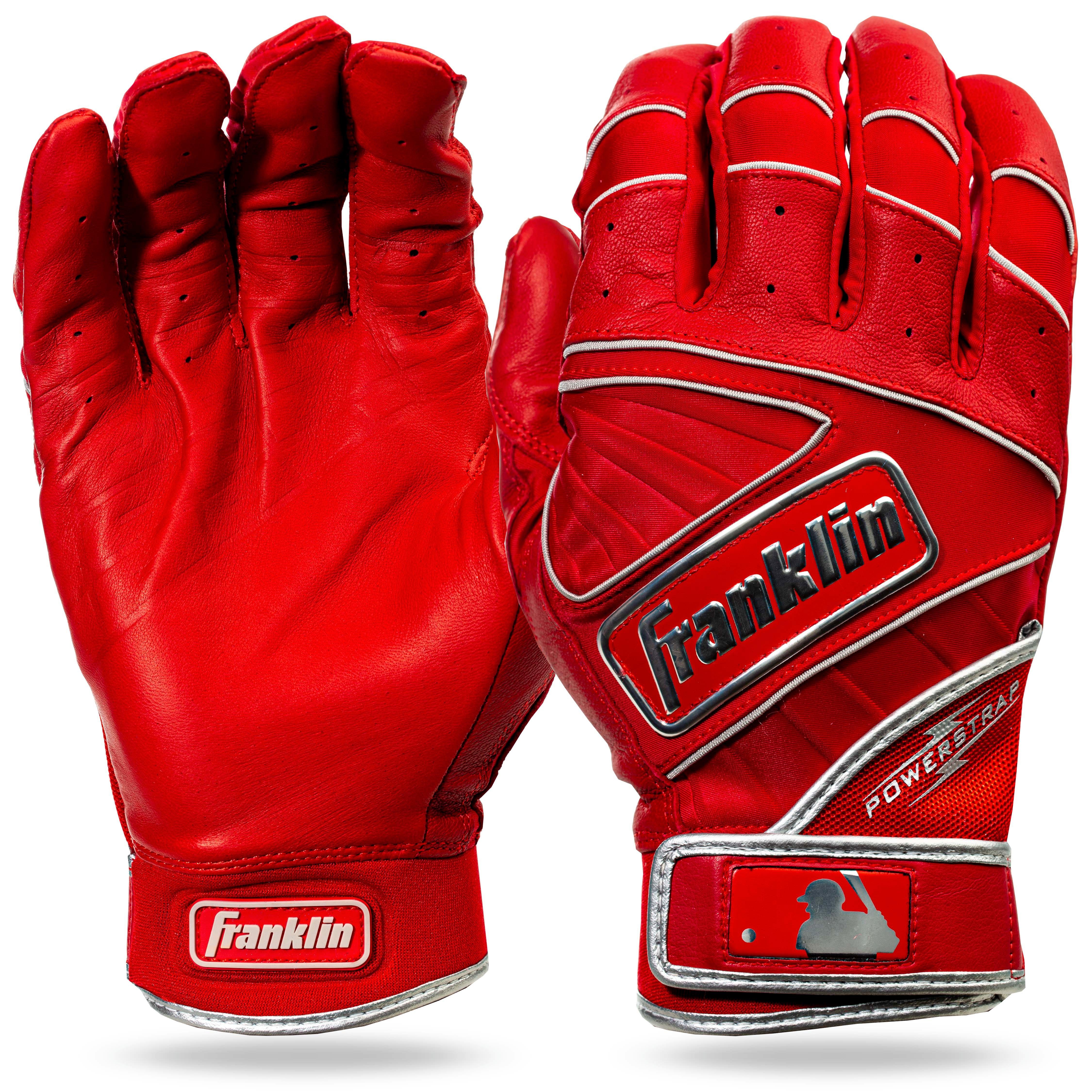 Franklin Sports Chrome Powerstrap Batting Gloves - RED Thumbnail View 1