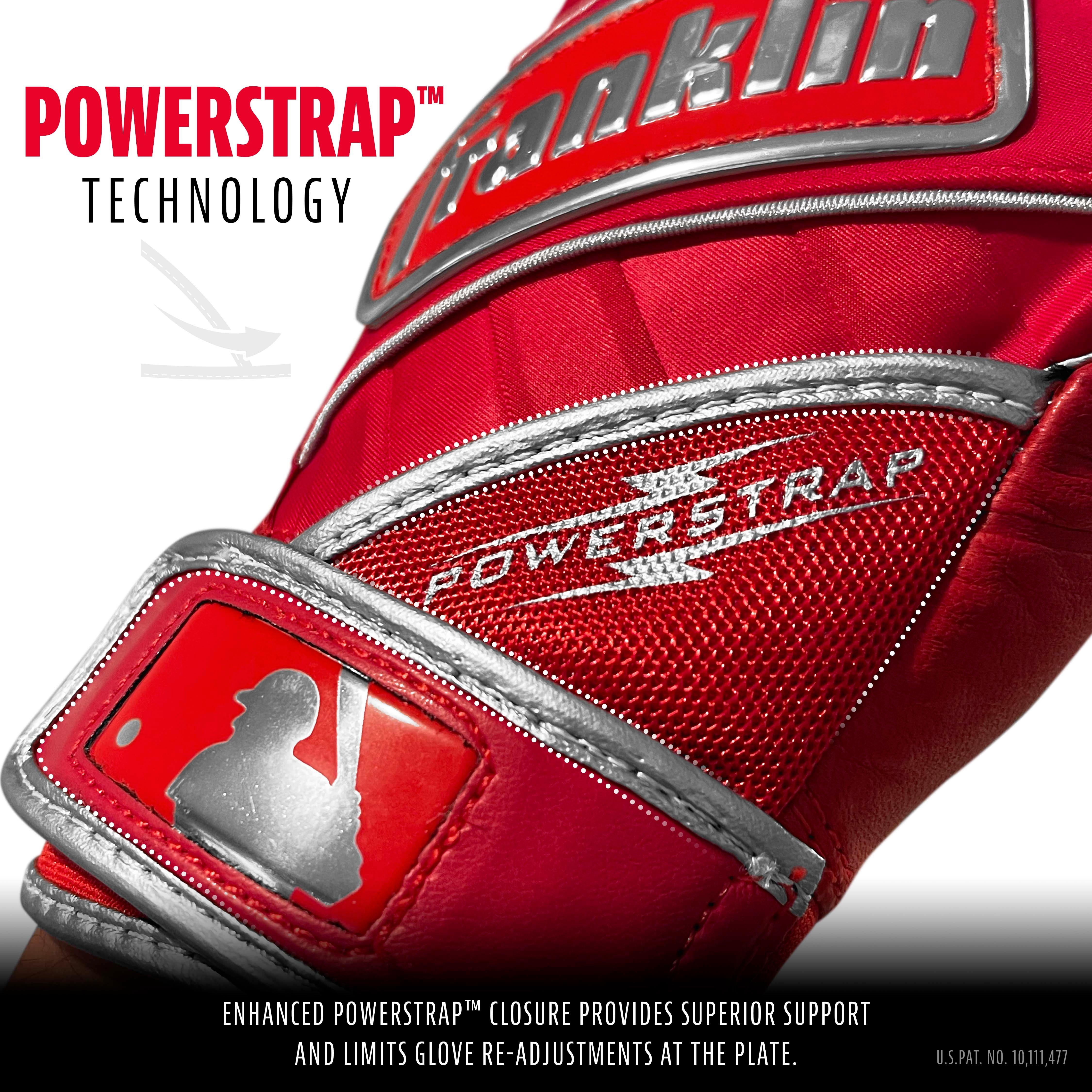 Franklin Sports Chrome Powerstrap Batting Gloves - RED Thumbnail View 3