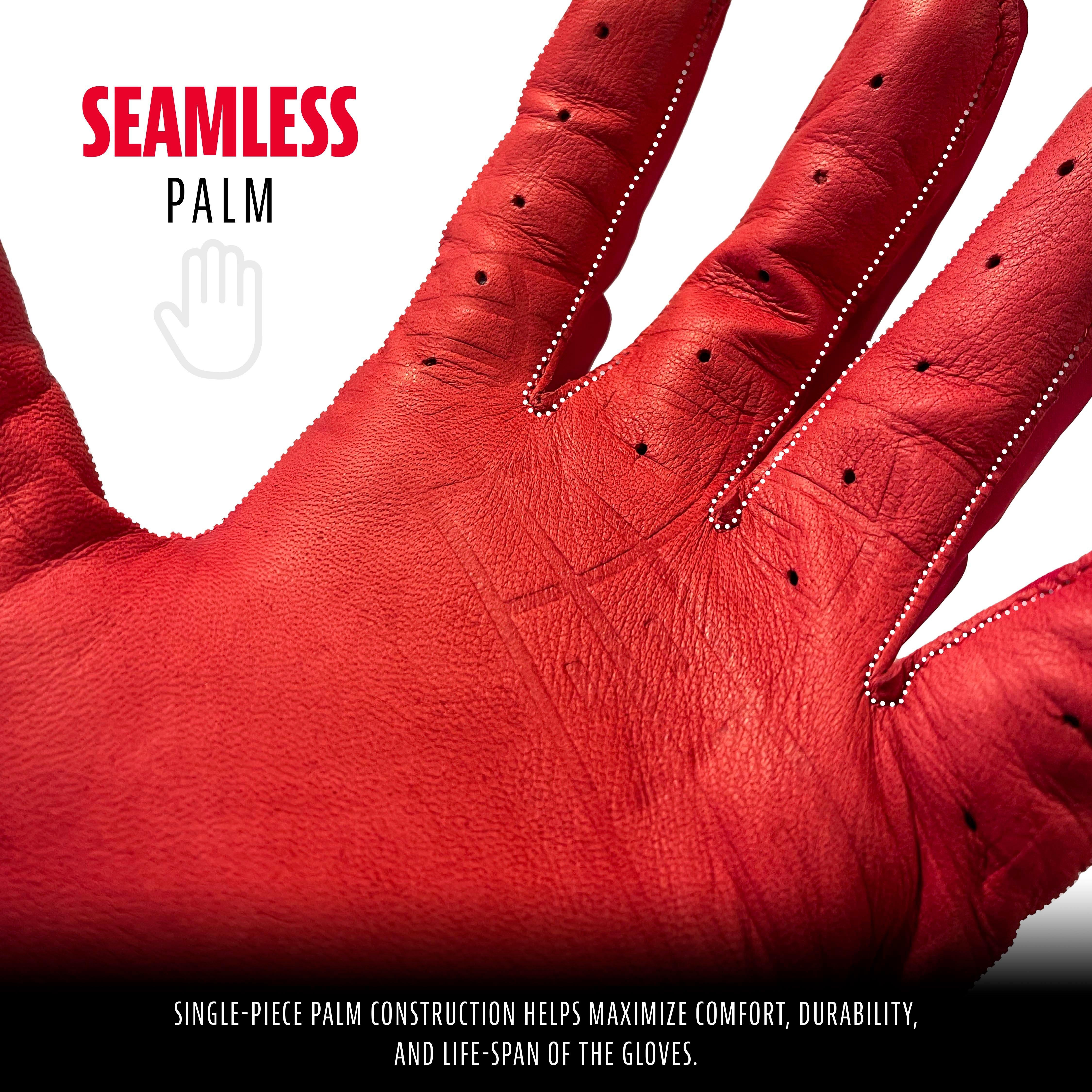 Franklin Sports Chrome Powerstrap Batting Gloves - RED Thumbnail View 4