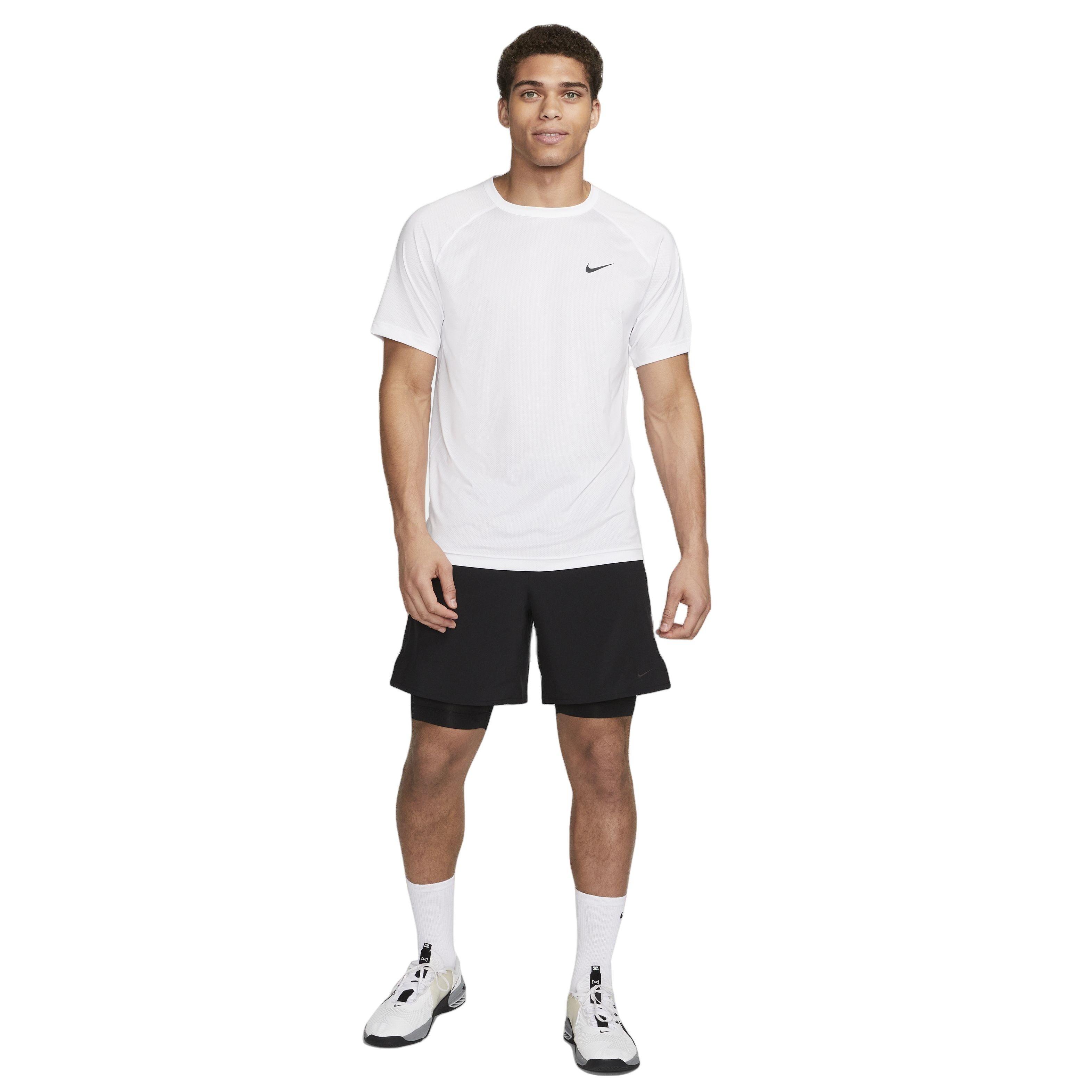 Nike Men's Dri-FIT Ready Short-Sleeve Fitness Top - White - WHITE Thumbnail View 5