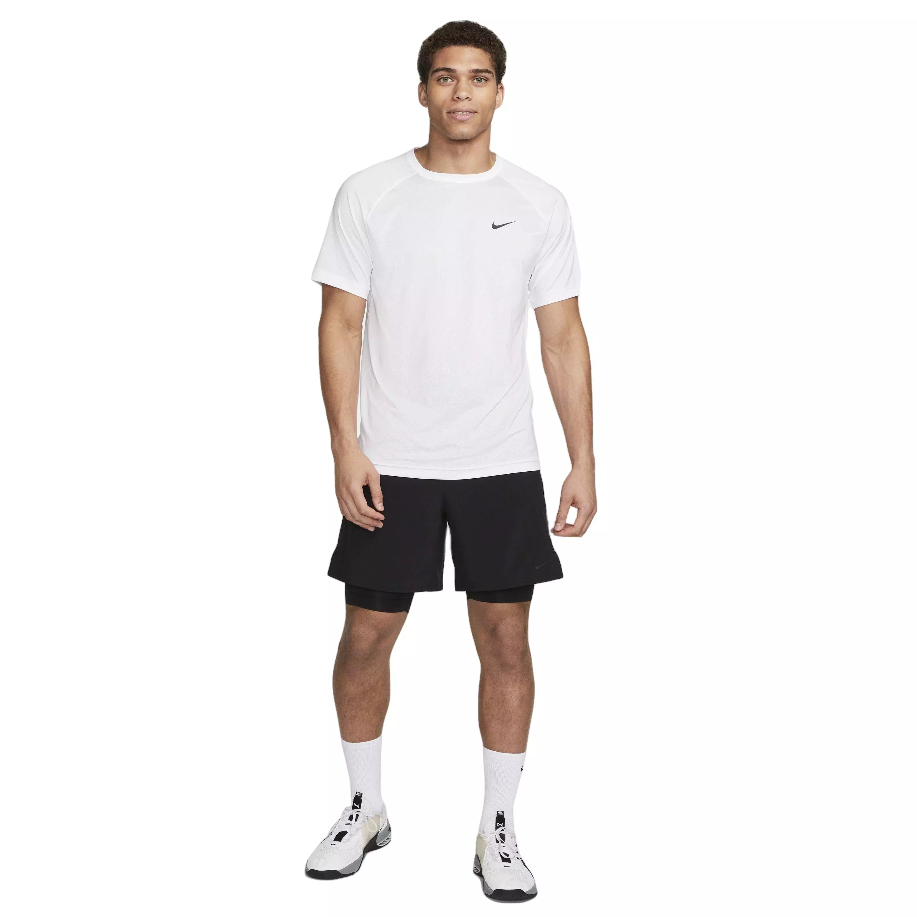 Nike Men's Dri-FIT Ready Short-Sleeve Fitness Top - White - WHITE
