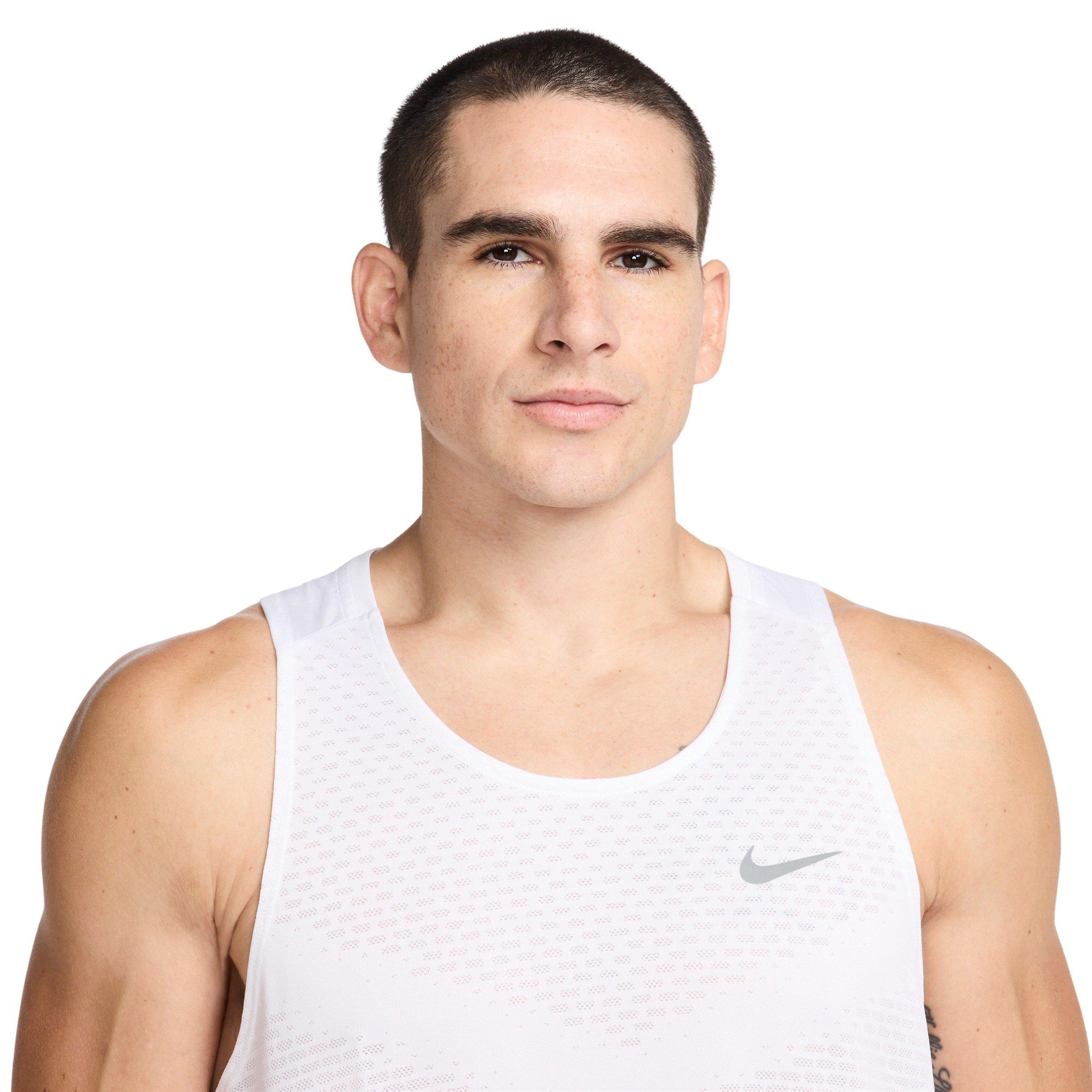 Nike Men's Stride Dri-FIT ADV Running Tank Top - WHITE Thumbnail View 3