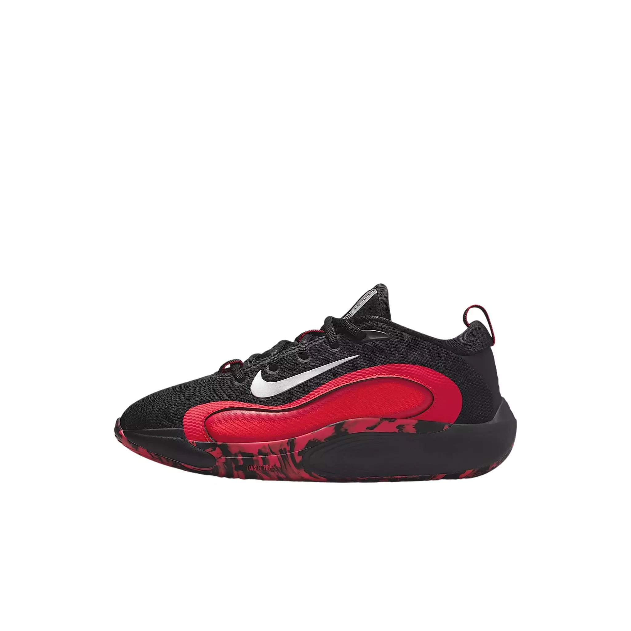 Nike IsoFly "Black/University Red/Light Crimson/Metallic Silver" Preschool Boys' Basketball Shoe - BLACK