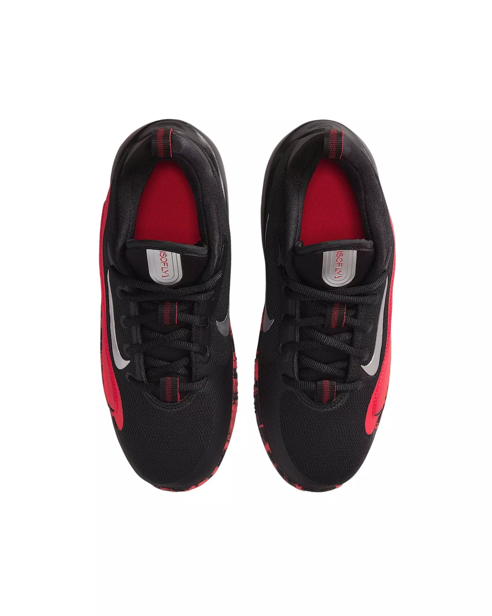 Nike IsoFly "Black/University Red/Light Crimson/Metallic Silver" Preschool Boys' Basketball Shoe - BLACK