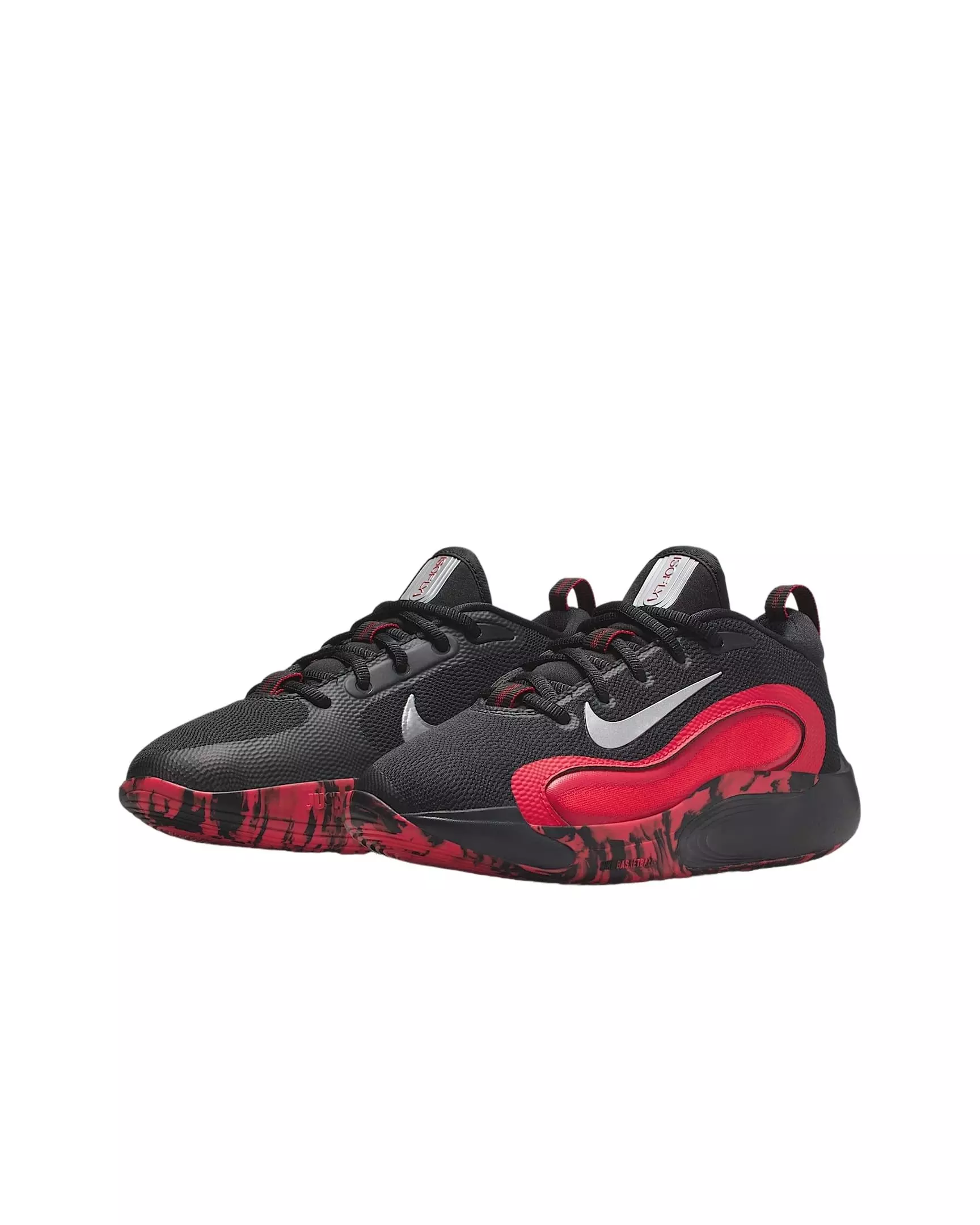 Nike IsoFly "Black/University Red/Light Crimson/Metallic Silver" Preschool Boys' Basketball Shoe - BLACK