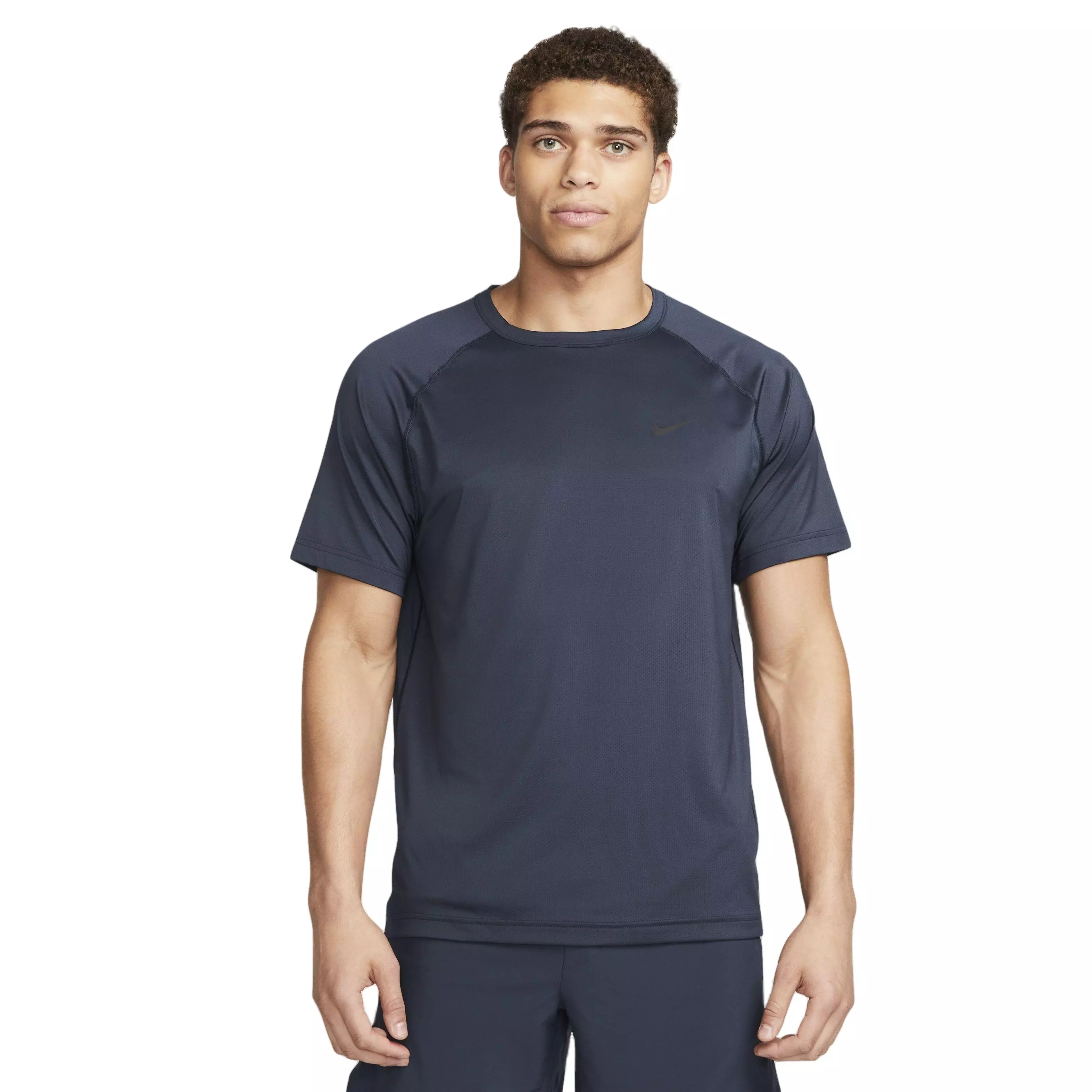 Nike Men's Dri-FIT Ready Short-Sleeve Fitness Top - Dk Blue - BLUE