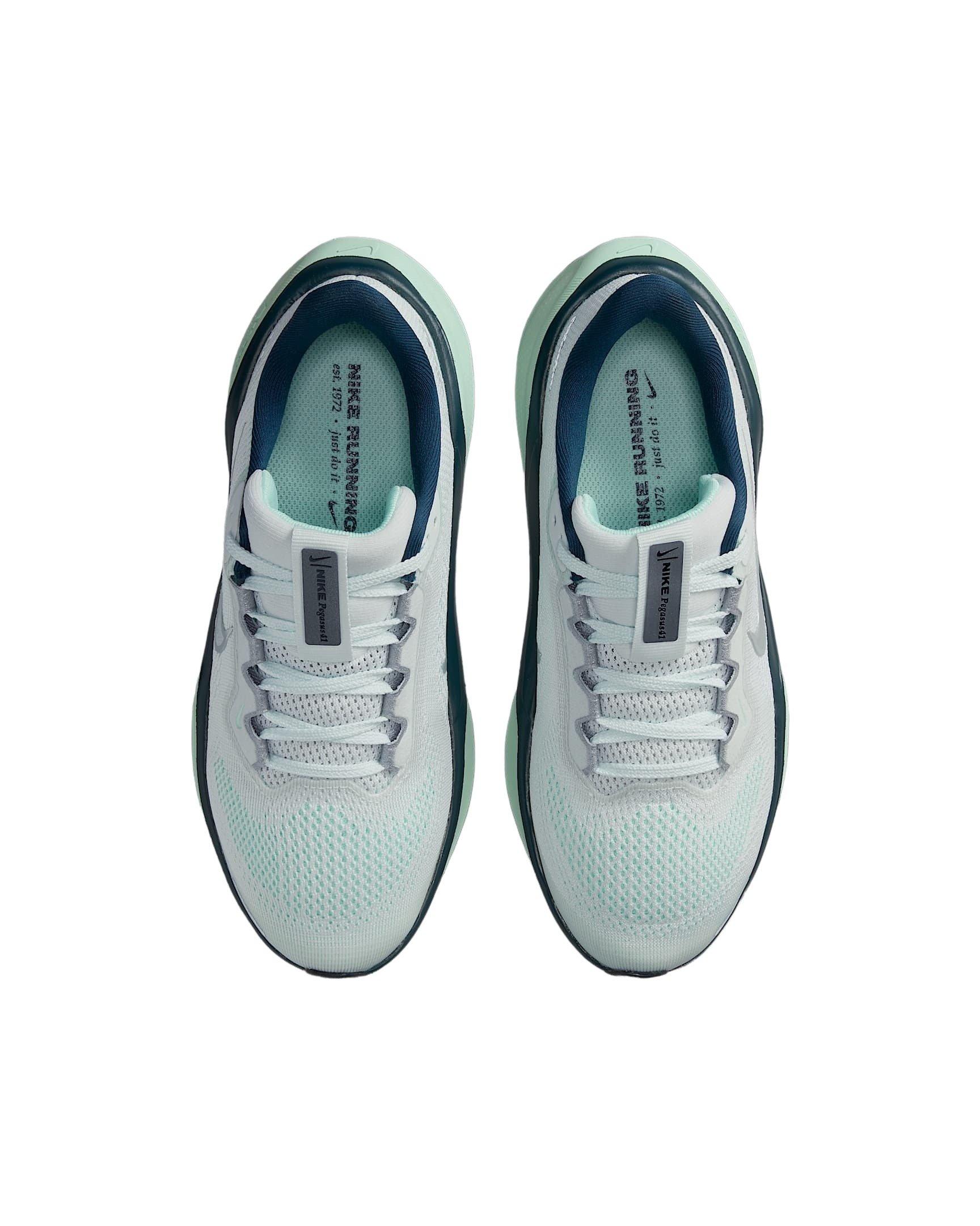 Nike Pegasus 41 Preschool Girls' "Ghost Aqua/Mint Foam/Armory Navy/Metallic Silver" Running Shoe
