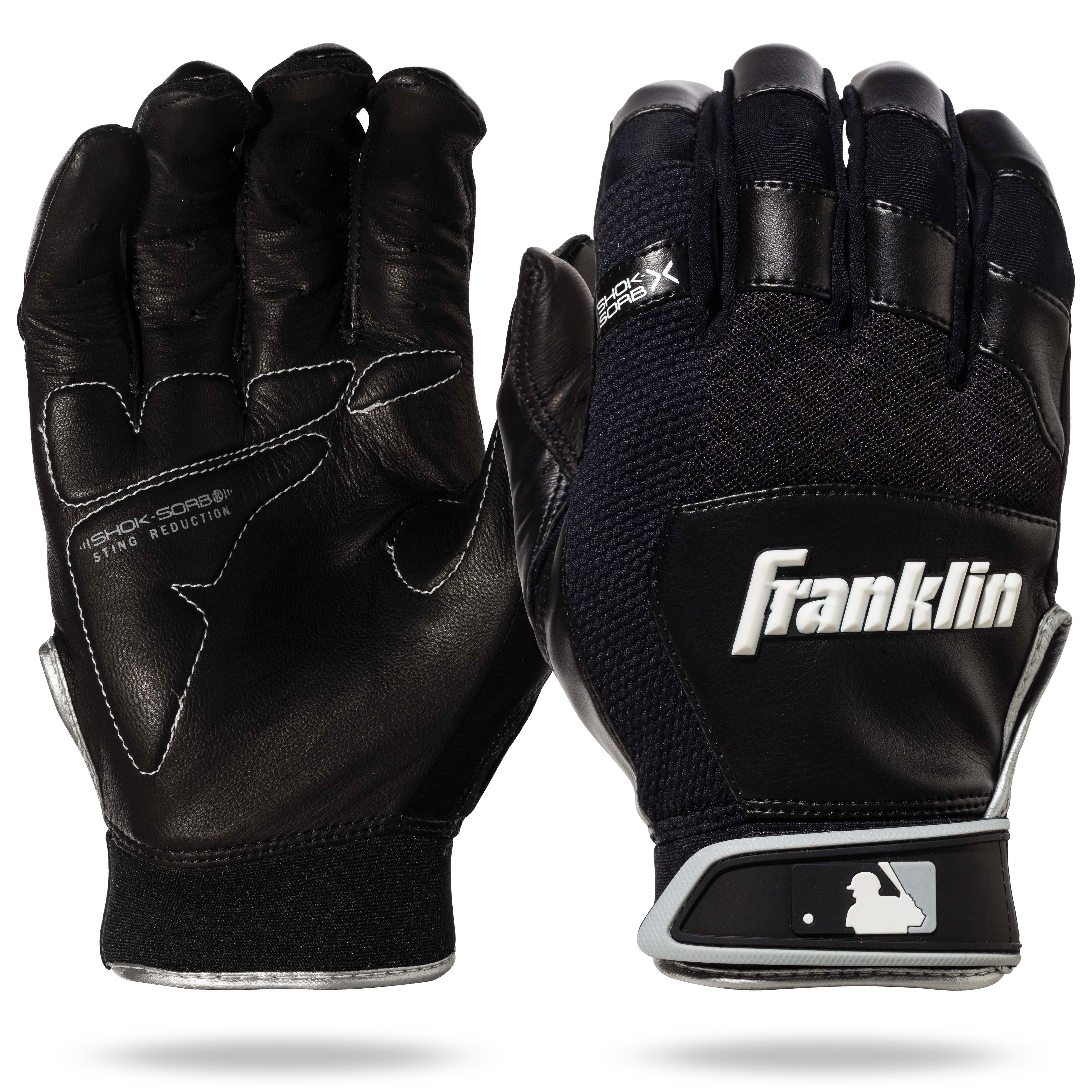 Franklin Sports Shok-Sorb X Batting Gloves - BLACK Thumbnail View 1
