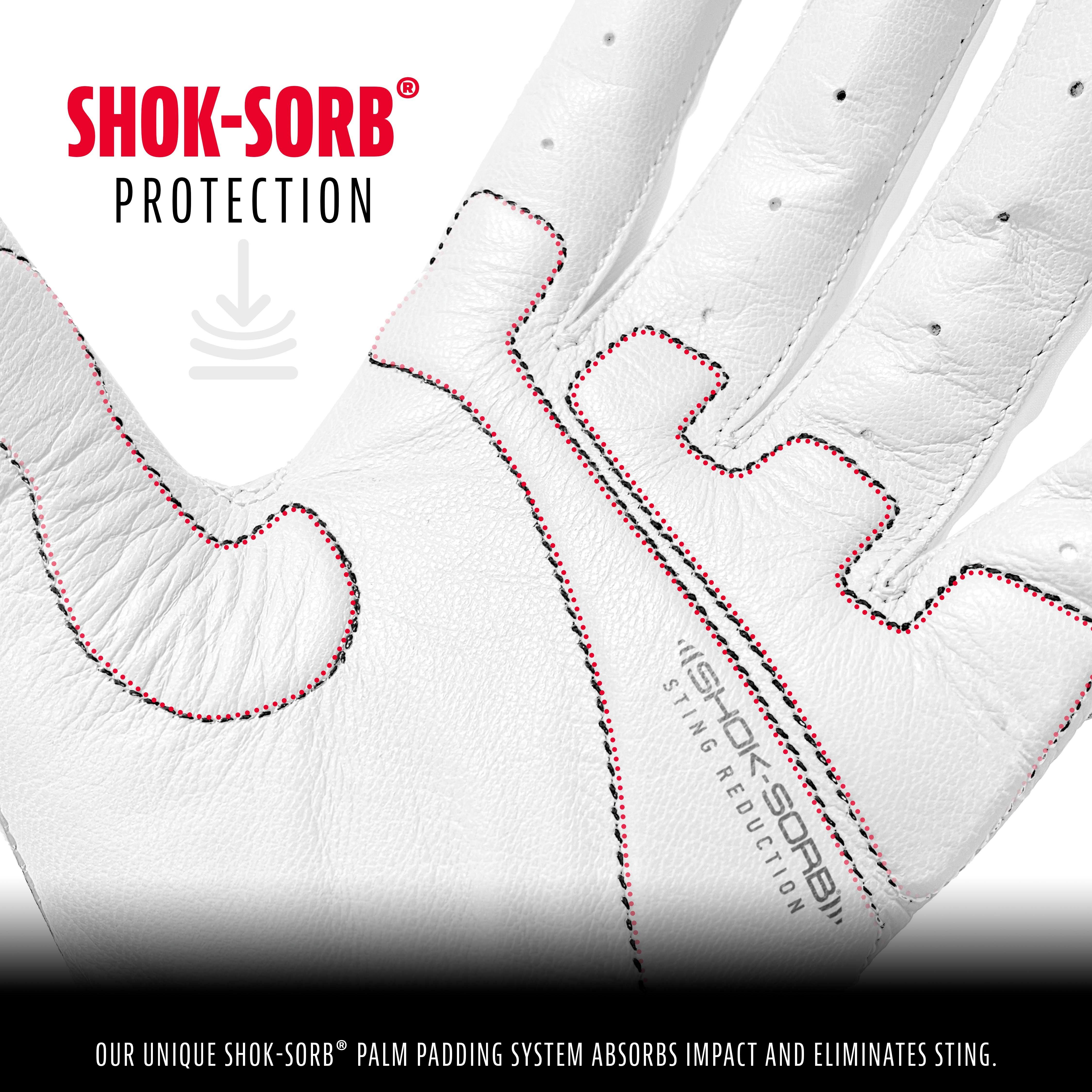 Franklin Sports Shok-Sorb X Batting Gloves - WHITE Thumbnail View 2