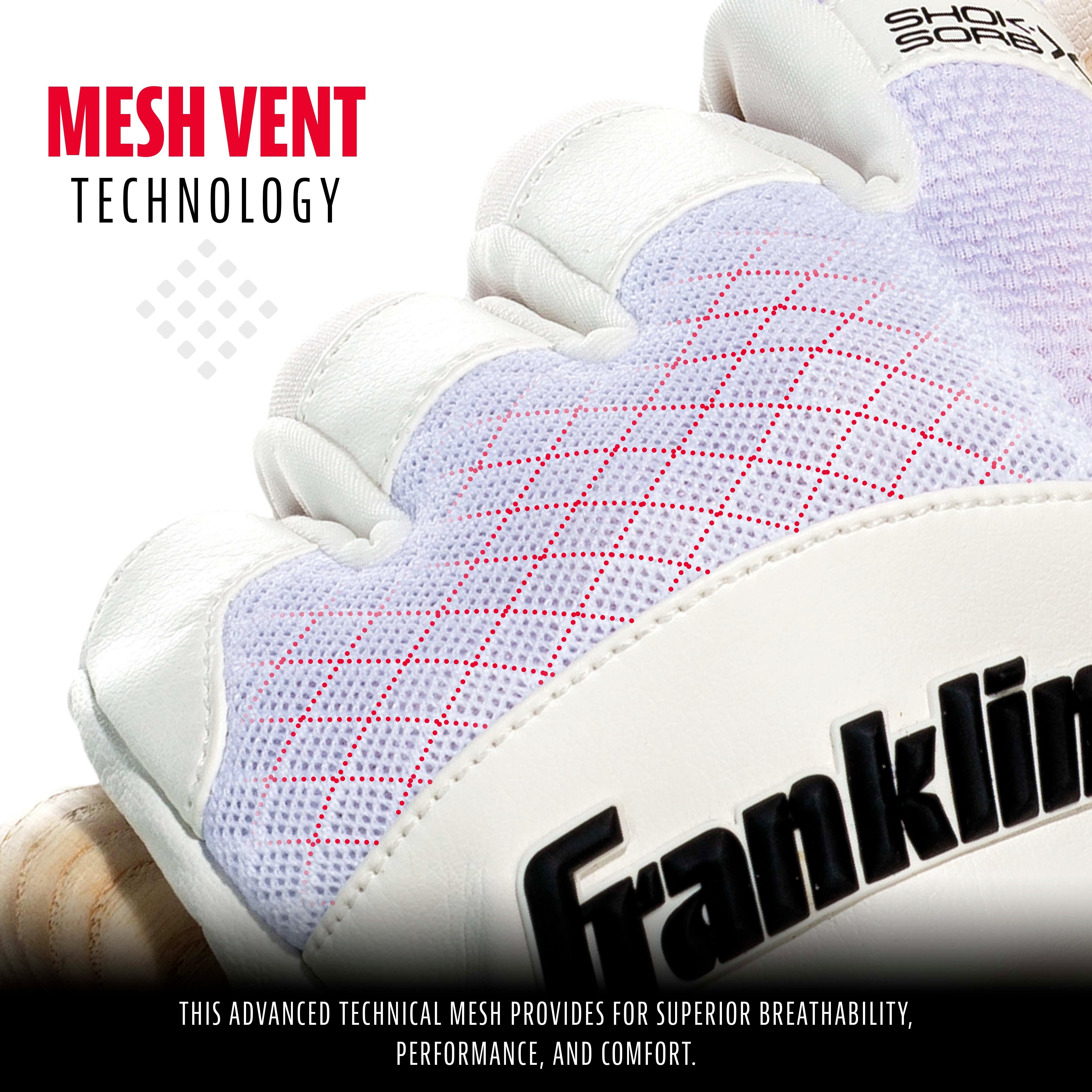 Franklin Sports Shok-Sorb X Batting Gloves - WHITE Thumbnail View 3