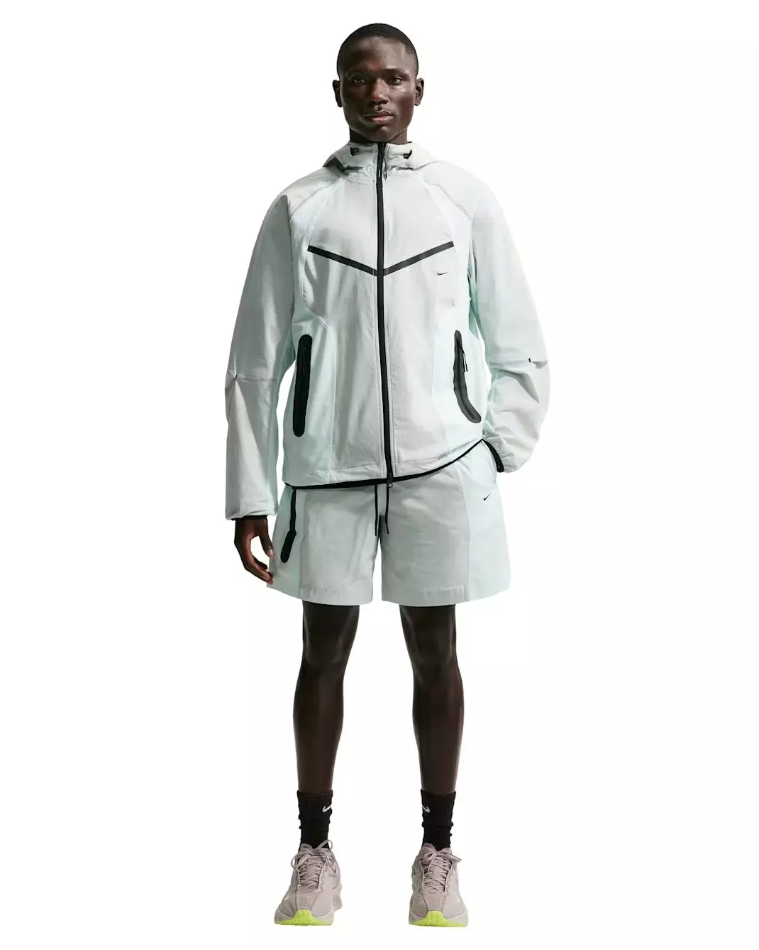 Nike Men's Tech Dri-FIT Woven Color-Block Shorts - Silver/Green/Black - SILVER/GREEN/BLACK