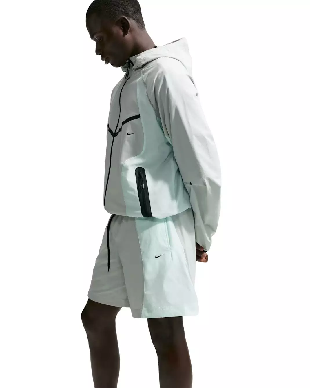 Nike Men's Tech Dri-FIT Woven Color-Block Shorts - Silver/Green/Black - SILVER/GREEN/BLACK