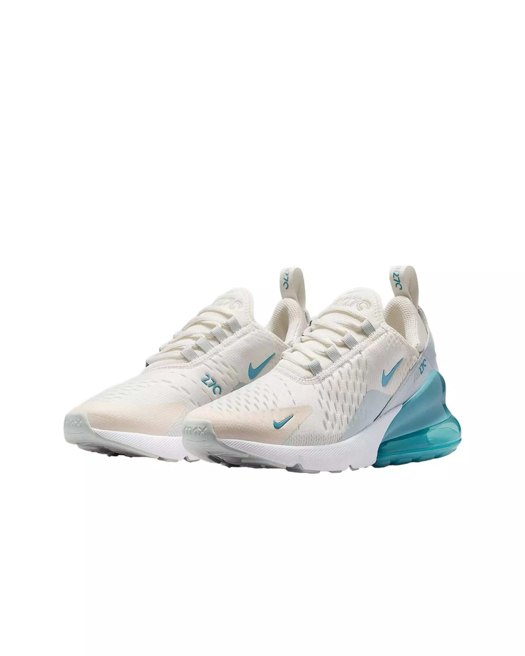 Nike Air Max 270 "Denim Turquoise/Light Silver/Soft Pearl" Grade School Girls' Shoe - BLUE