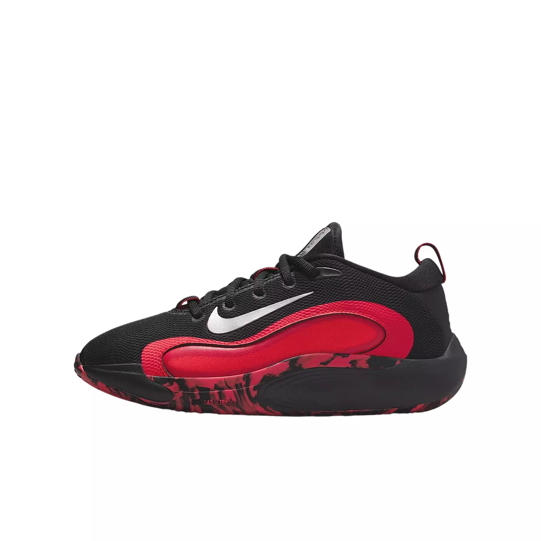 Nike IsoFly "Black/University Red/Light Crimson/Metallic Silver" Grade School Boys' Basketball Shoe - BLACK