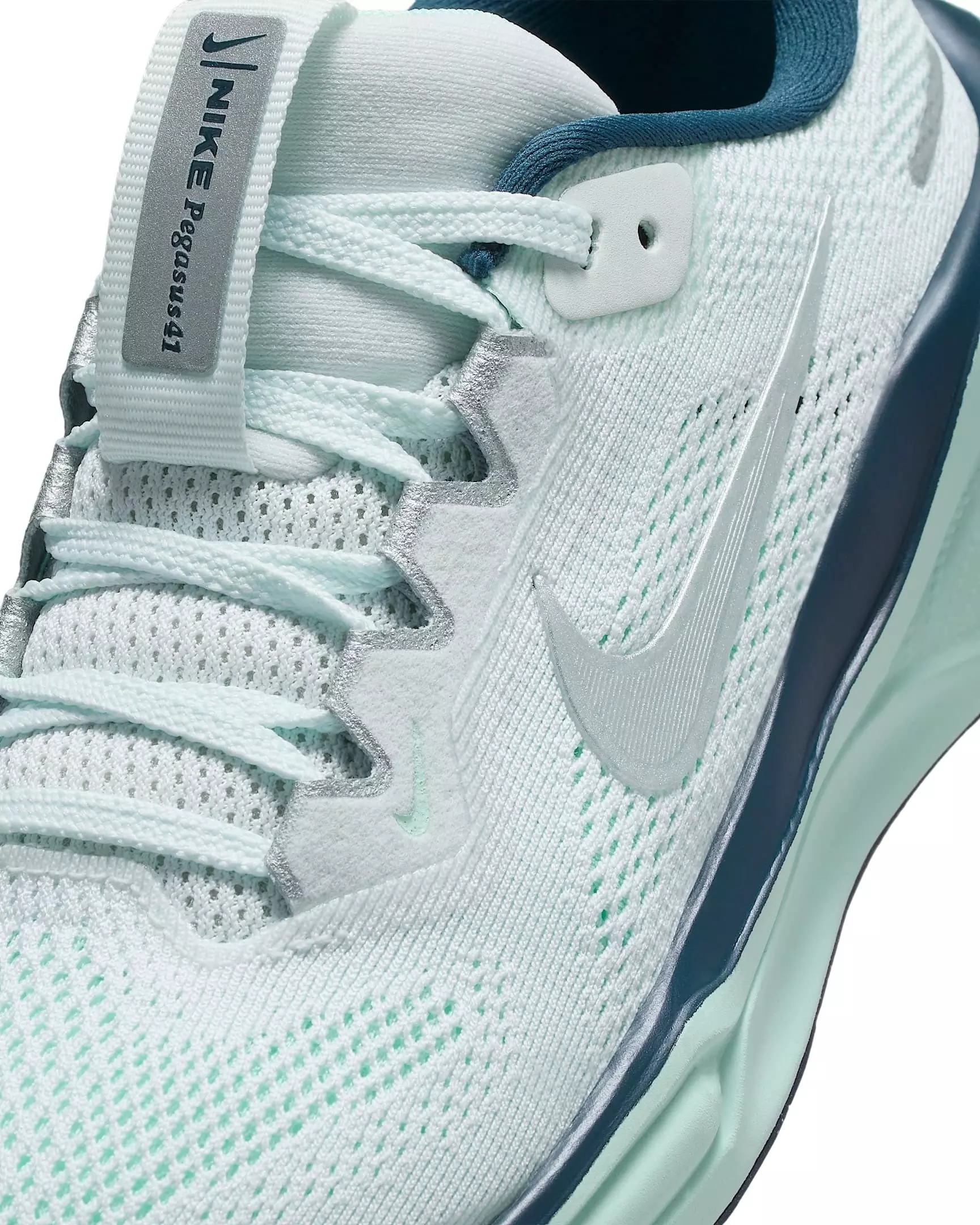 Nike Pegasus 41 "Ghost Aqua/Mint Foam/Armory Navy/Metallic Silver" Grade School Girls' Running Shoe - AQUA/MINT/NAVY/SILVER