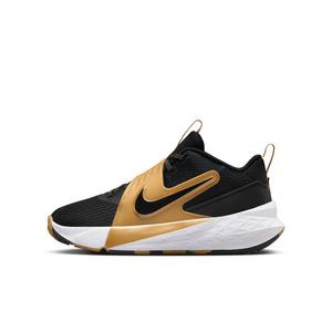 Nike Team Hustle D 12 "Black/Metallic Gold/White/Black" Grade School Boys' Basketball Shoe