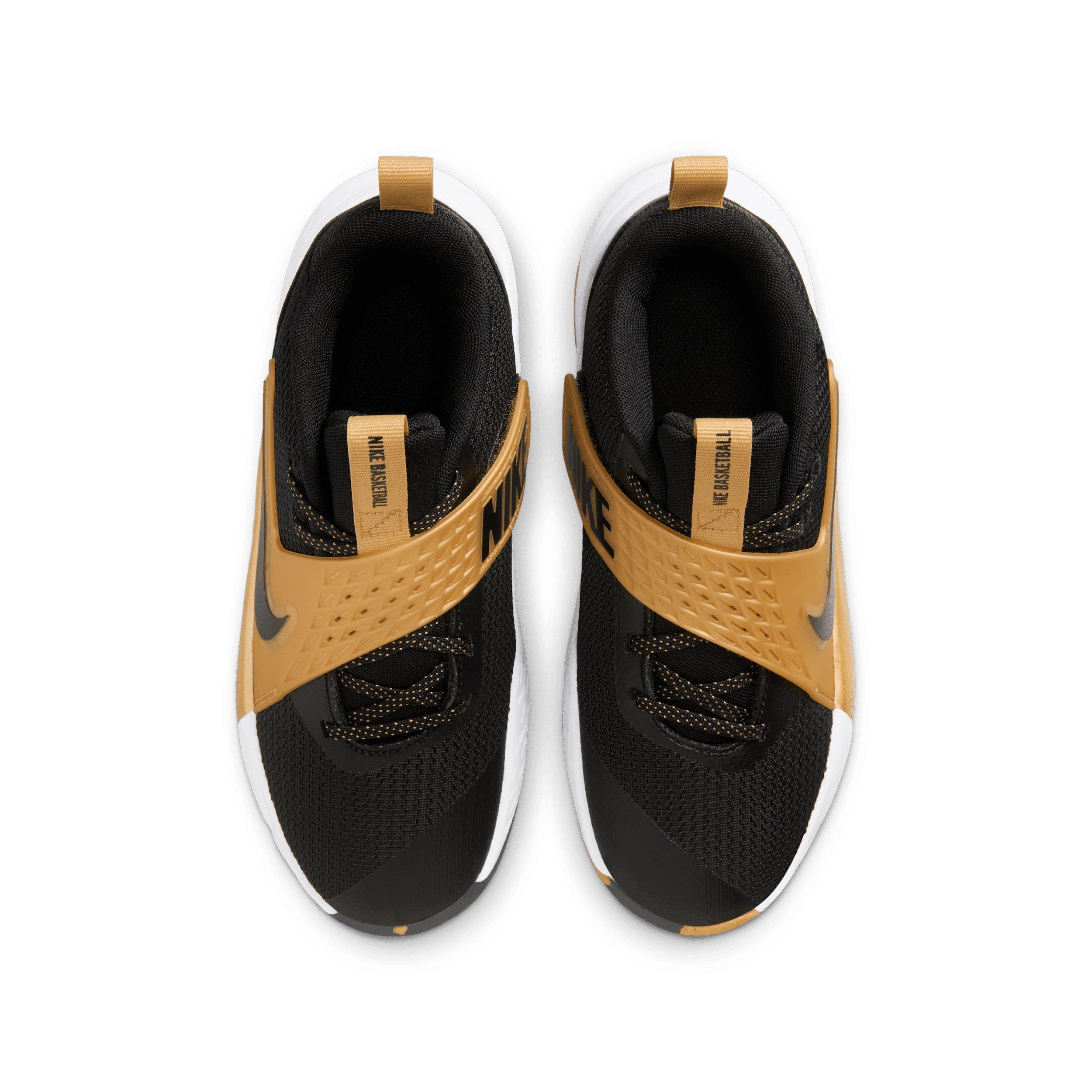 Nike Team Hustle D 12 Grade School Boys' "Black/Metallic Gold/White/Black" Basketball Shoe