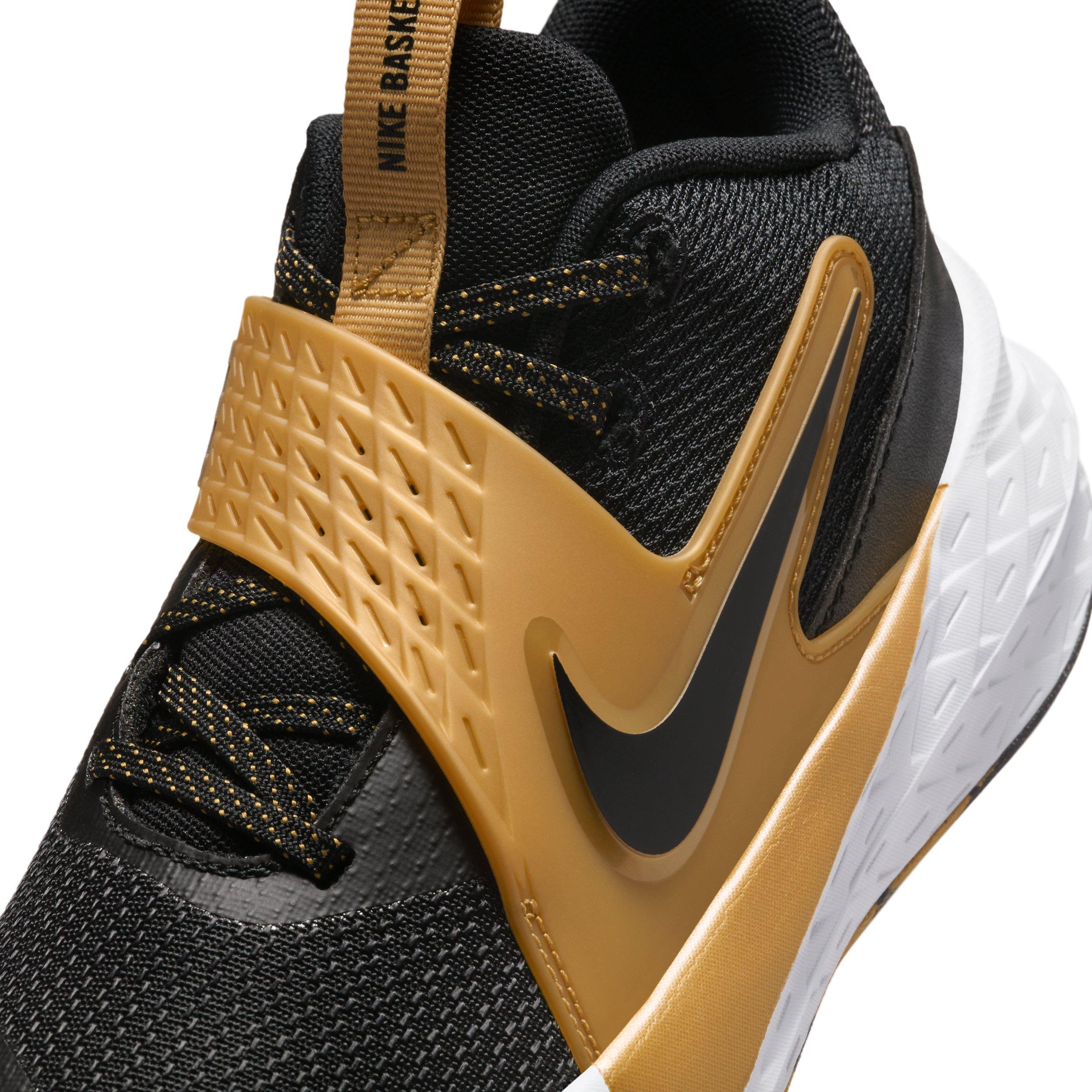 Nike Team Hustle D 12 Grade School Boys' "Black/Metallic Gold/White/Black" Basketball Shoe