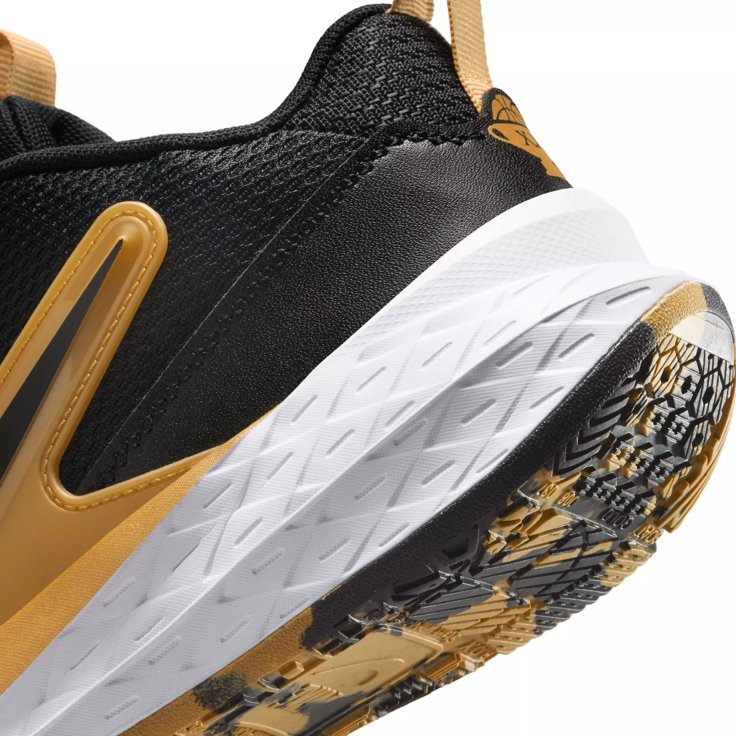 Nike Team Hustle D 12 "Black/Metallic Gold/White/Black" Grade School Boys' Basketball Shoe - BLACK/GOLD/WHITE/BLACK