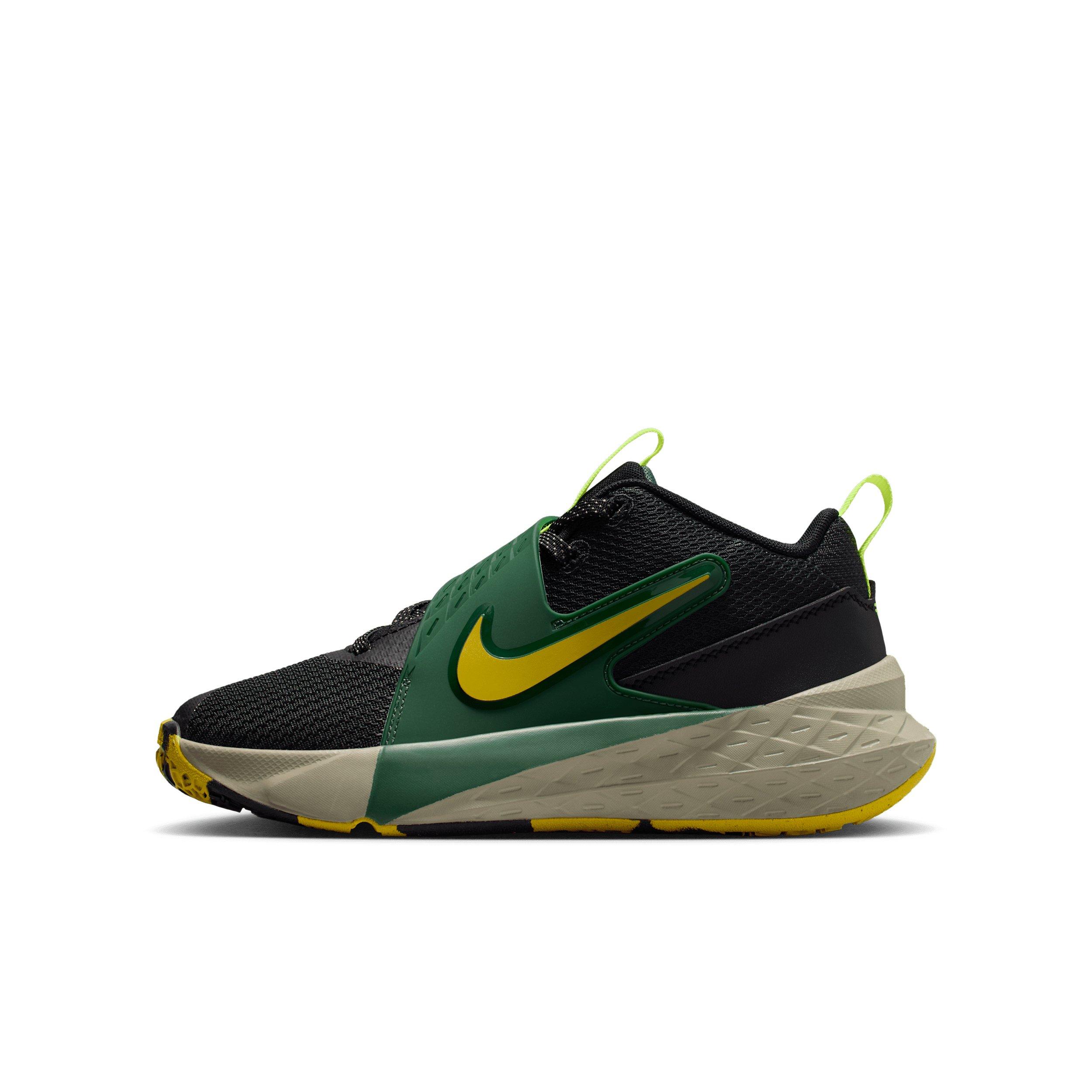 Nike Team Hustle D 12 Grade School Boys' "Black/Fir/Light Army/Bright Citron" Basketball Shoe
