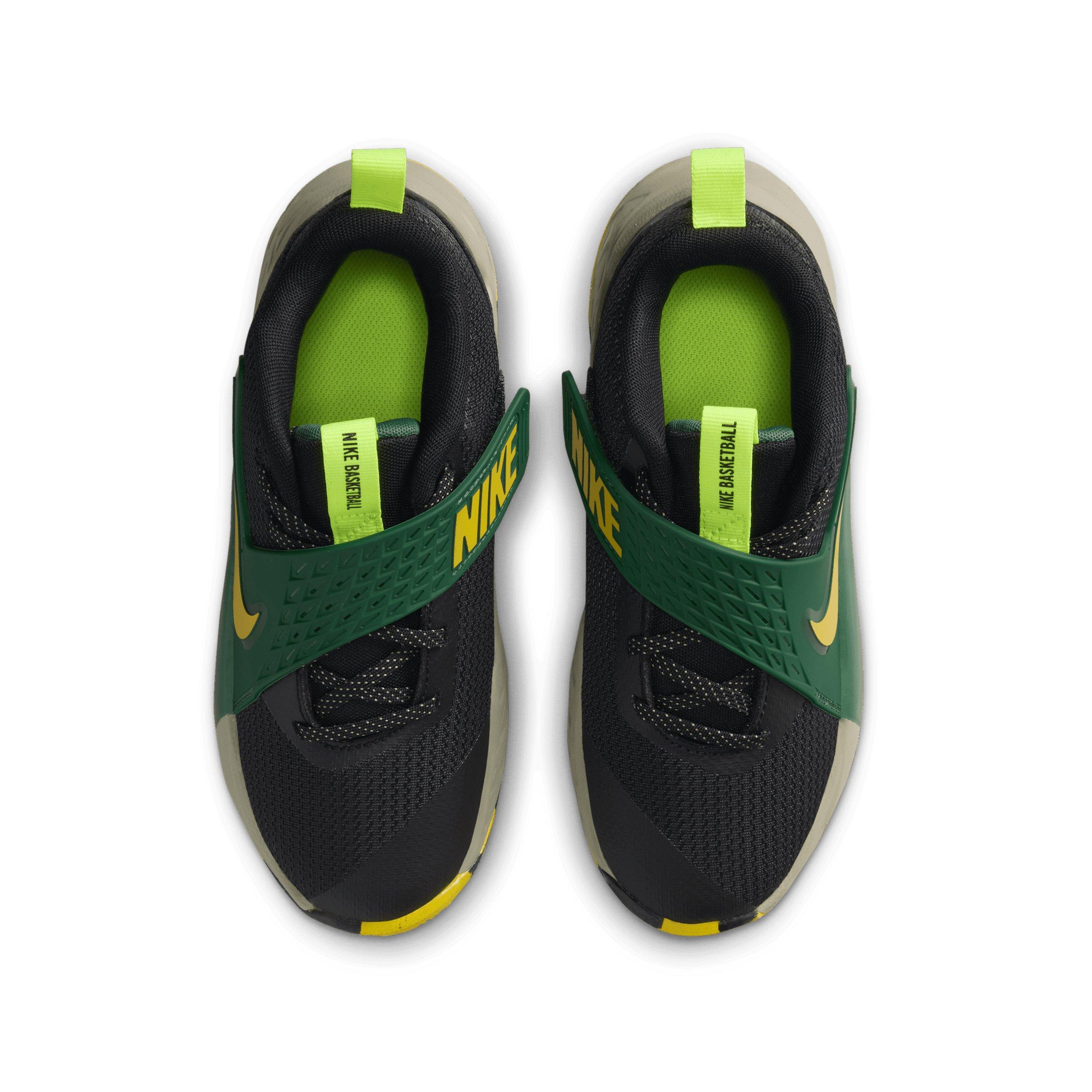 Nike Team Hustle D 12 Grade School Boys' "Black/Fir/Light Army/Bright Citron" Basketball Shoe