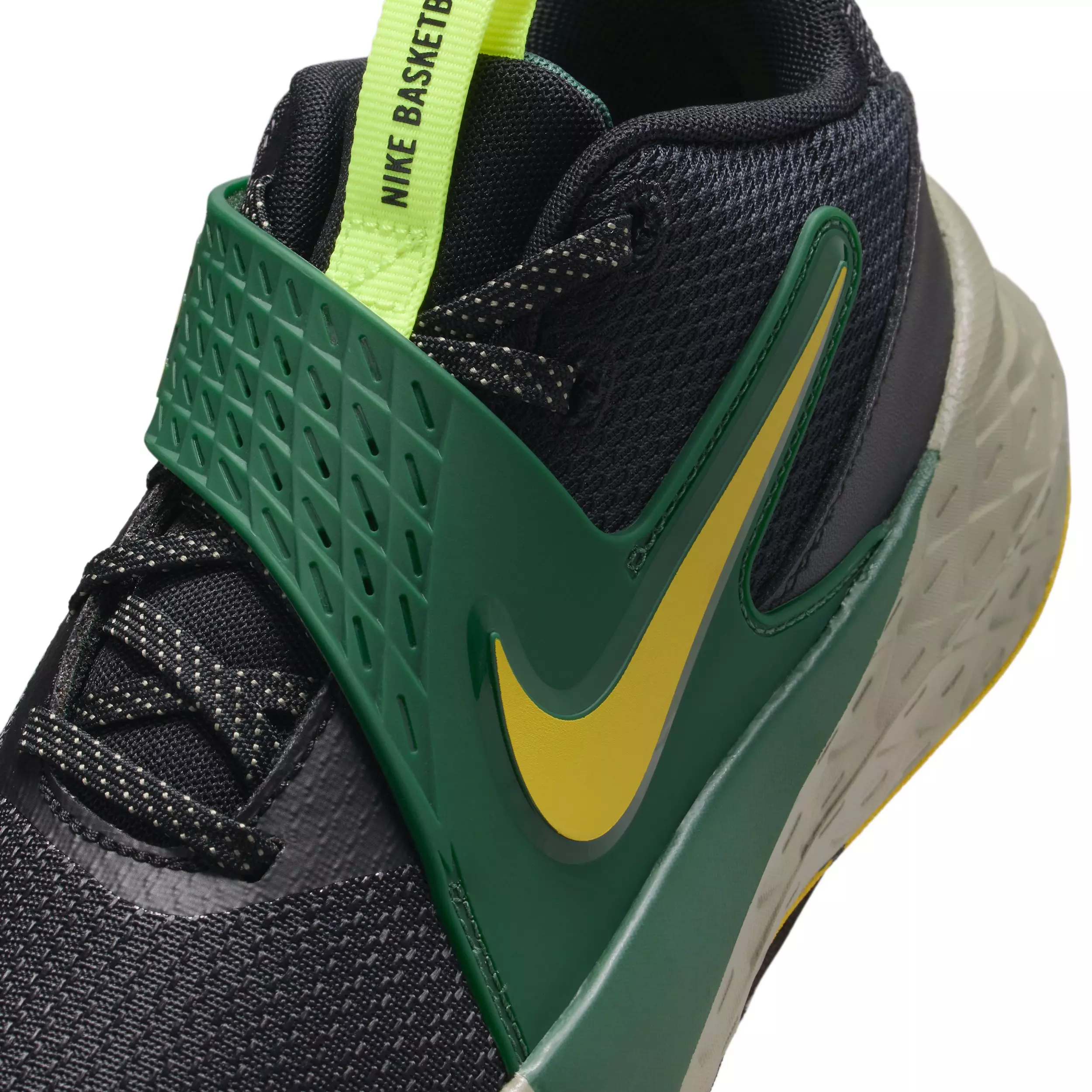 Nike Team Hustle D 12 "Black/Fir/Light Army/Bright Citron" Grade School Boys' Basketball Shoe - BLACK