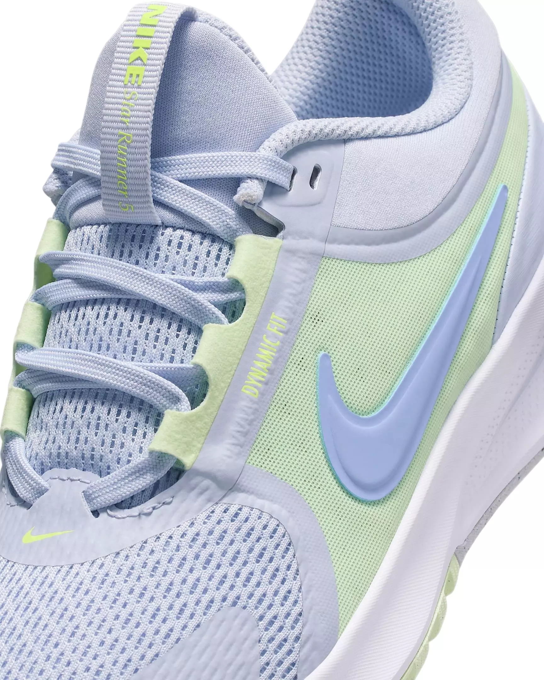 Nike Star Runner 5 "Ghost/Barely Volt/Football Grey/Light Thistle" Grade School Girls' Running Shoe - GREY
