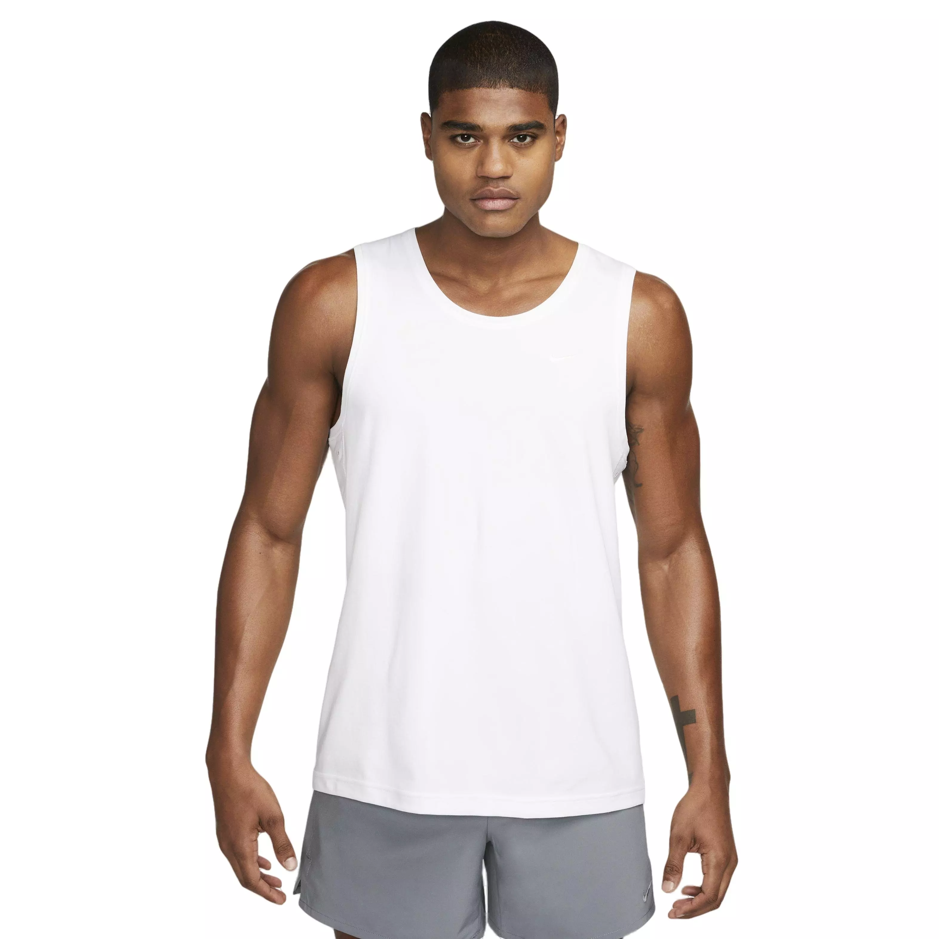 Nike Men's Dri-FIT Primary Statement Versatile Fitness Tank-White - WHITE