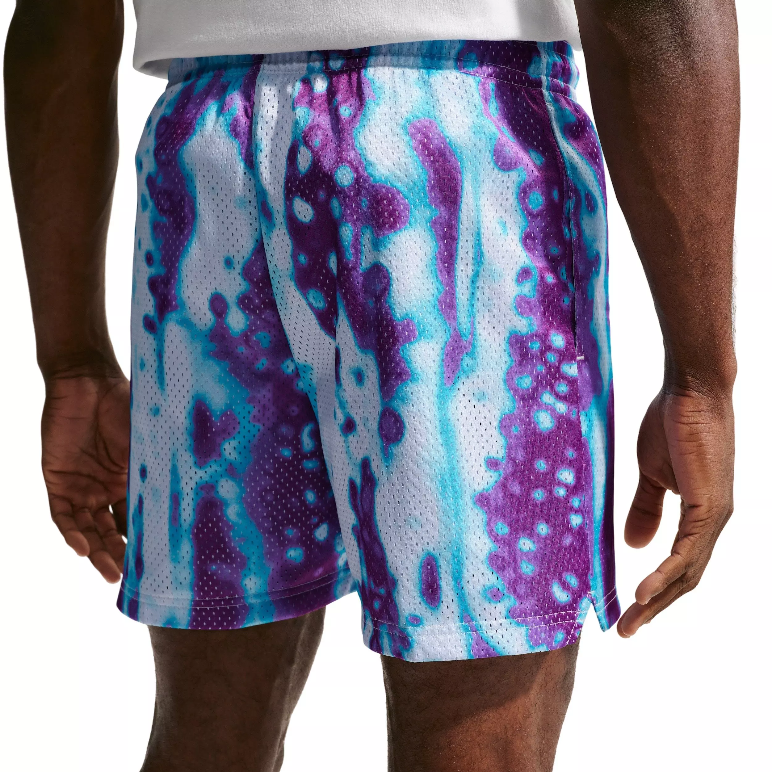 Nike Men's Standard Issue 5" AOP Practice Mesh Basketball Shorts - GREY/BLUE/PURPLE