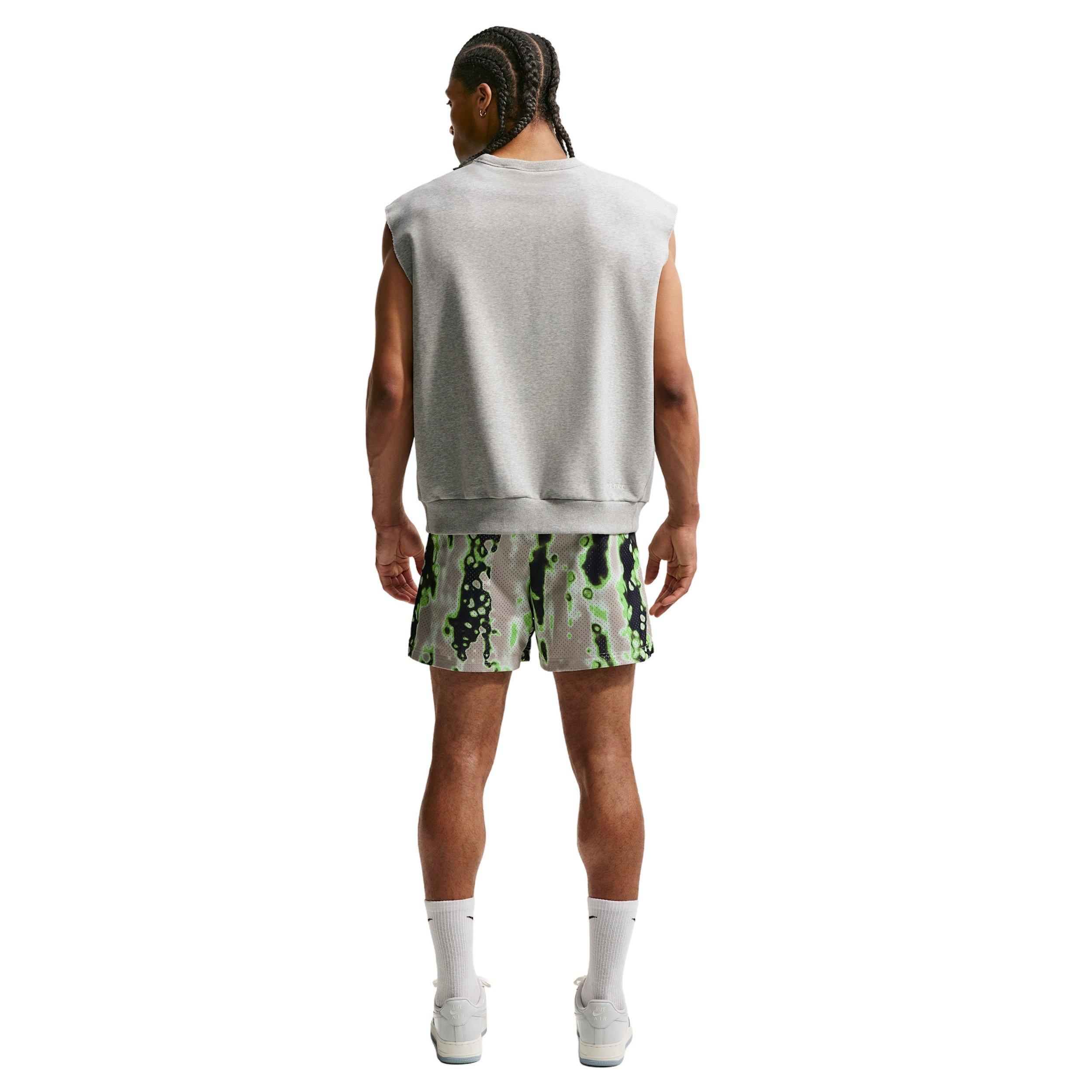 Nike Men's Standard Issue 5" AOP Practice Mesh Basketball Shorts - CREAM/BLACK/GREEN Thumbnail View 5