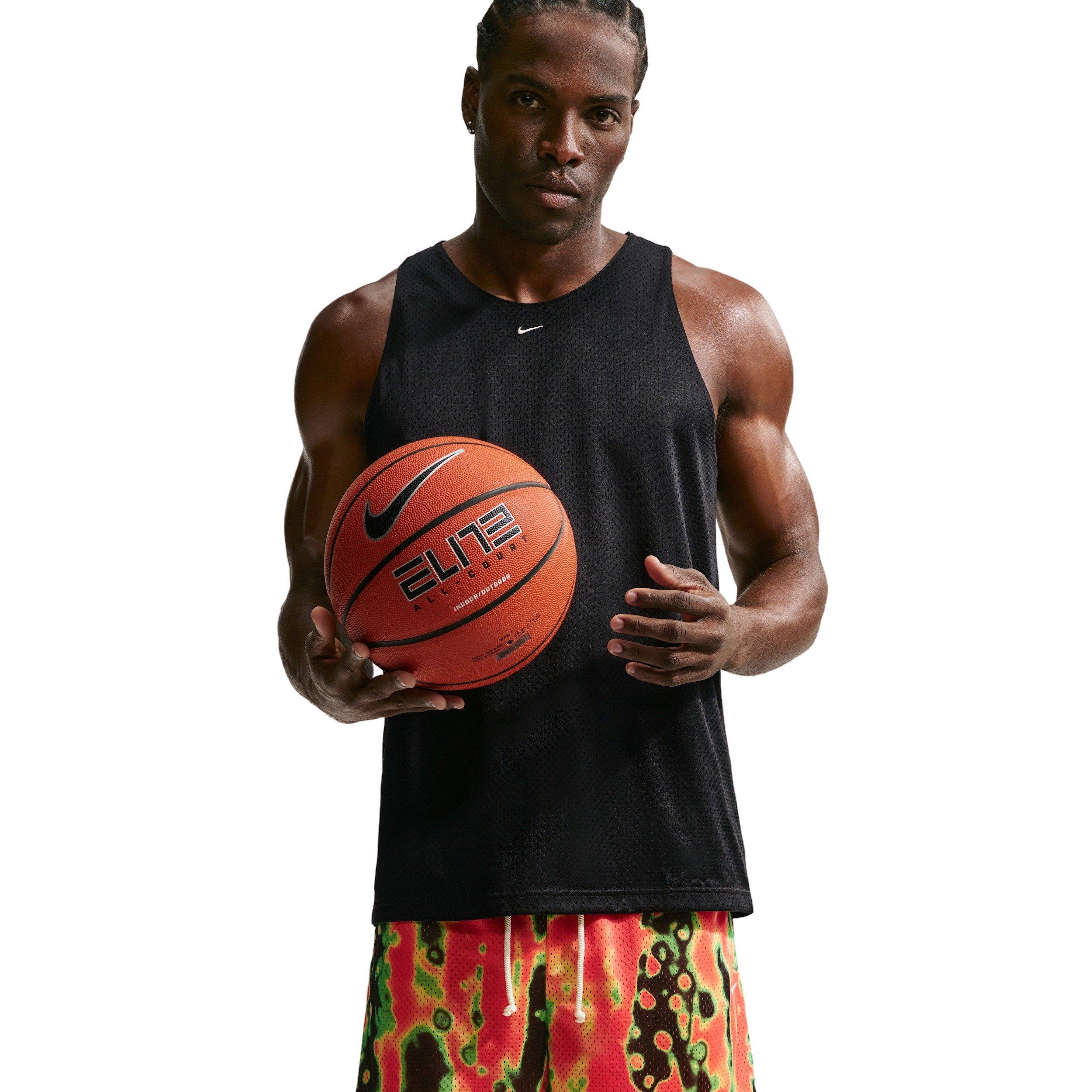 Nike Men's Standard Issue 5" AOP Practice Mesh Basketball Shorts - ORANGE/BLACK/GREEN Thumbnail View 4