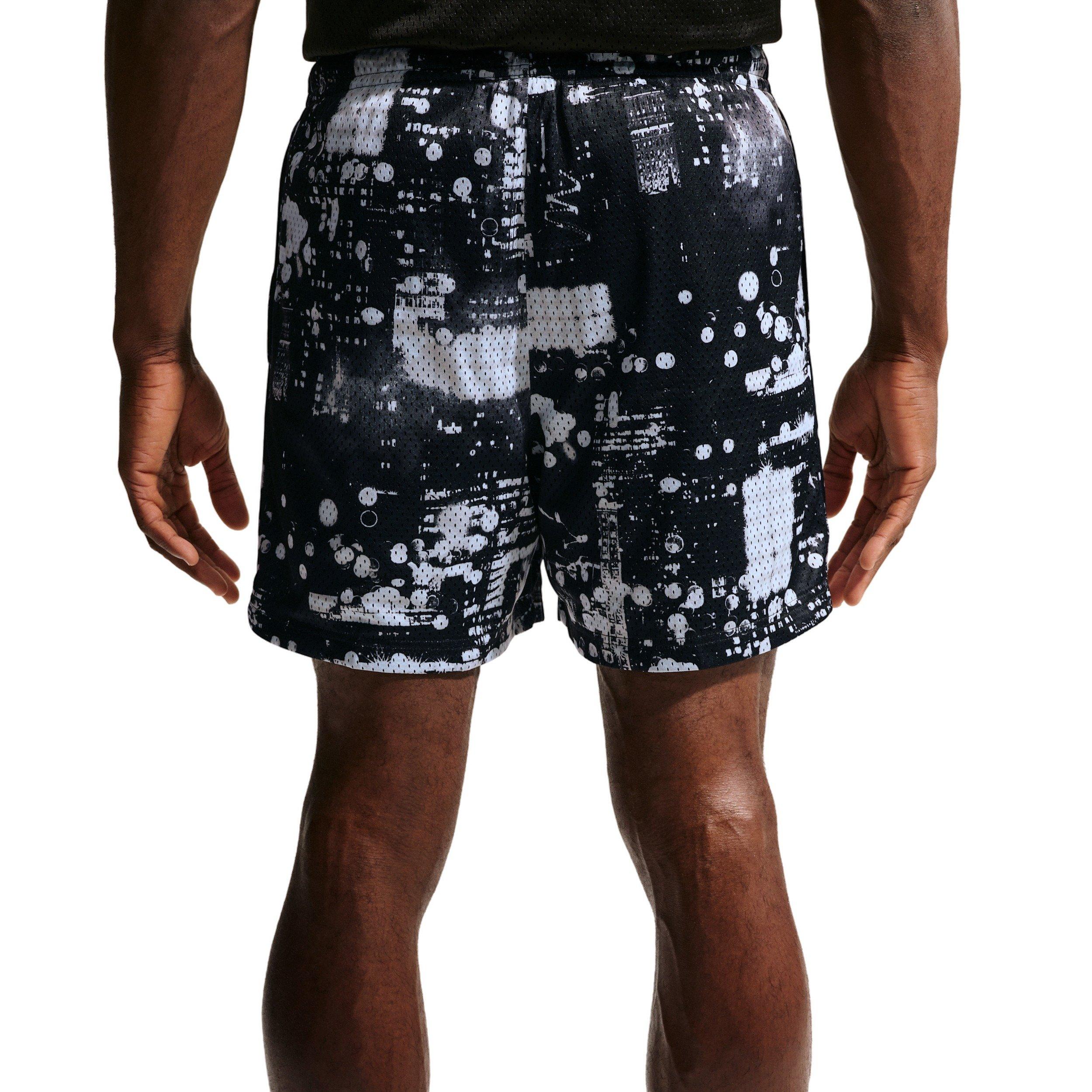 Nike Men's Standard Issue Dri-FIT 5" Mesh AOP Basketball Shorts - White/Black - WHITE/BLACK Thumbnail View 2