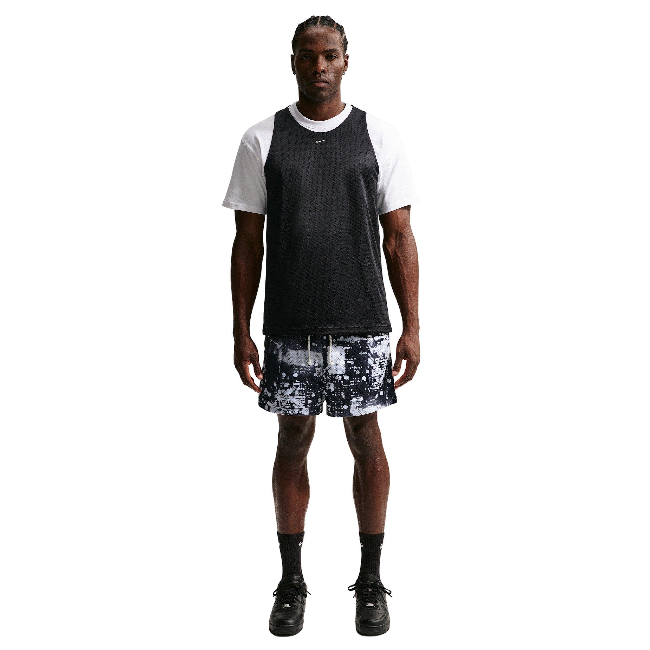 Nike Men's Standard Issue Dri-FIT 5" Mesh AOP Basketball Shorts - White/Black - WHITE/BLACK Thumbnail View 3