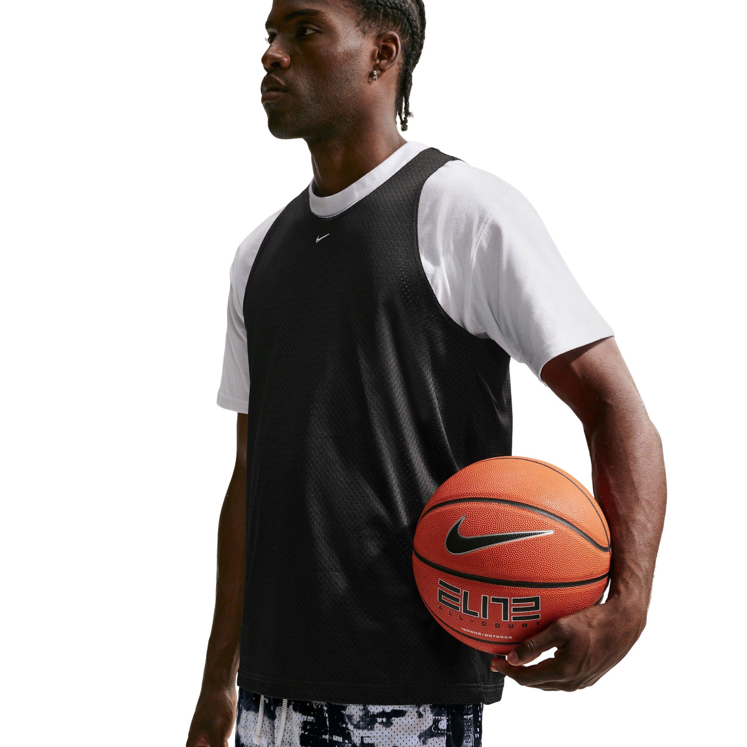 Nike Men's Standard Issue Dri-FIT 5" Mesh AOP Basketball Shorts - White/Black - WHITE/BLACK Thumbnail View 4