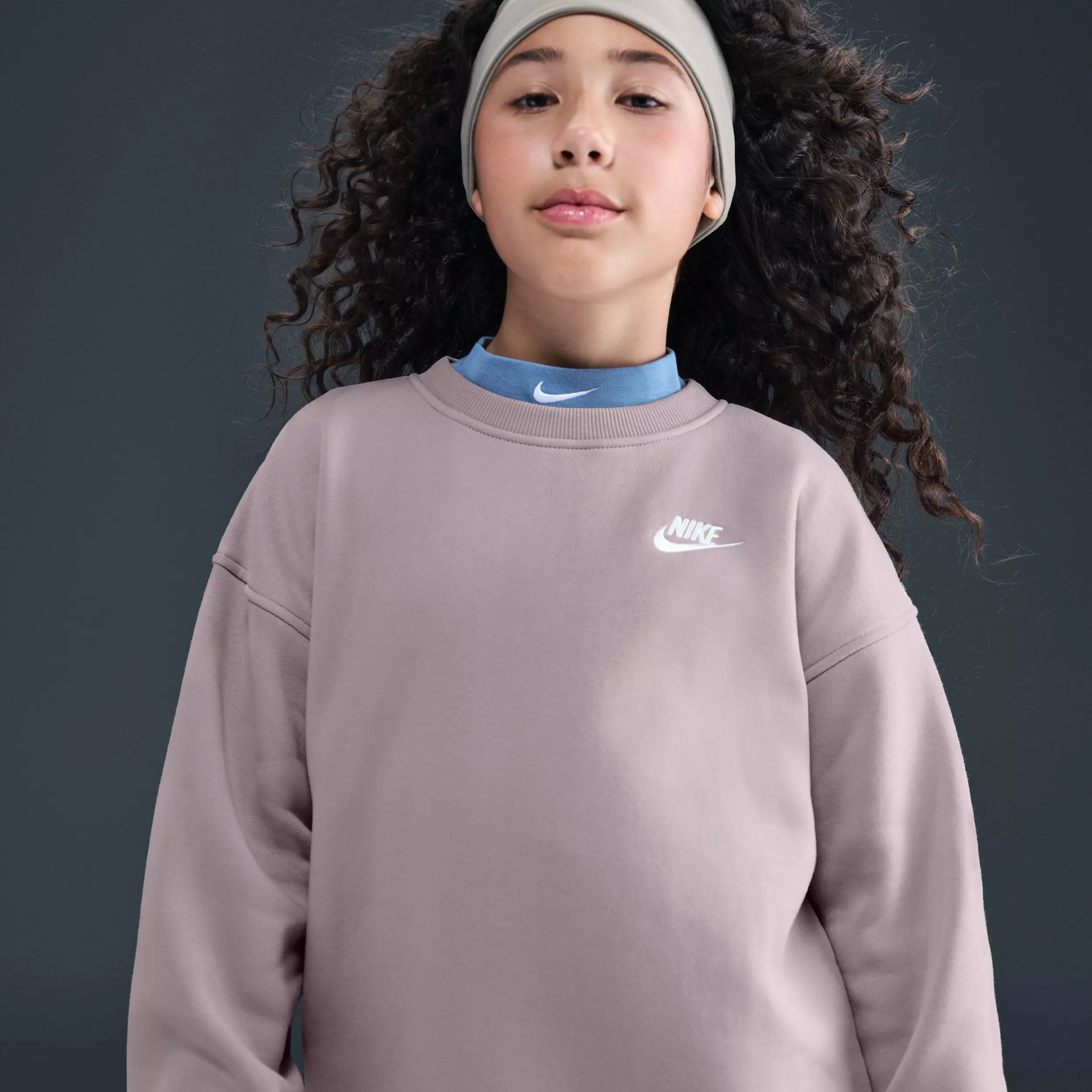 Nike Big Kids' Sportswear Club Fleece Oversized Sweatshirt - Light Purple - LIGHT PURPLE